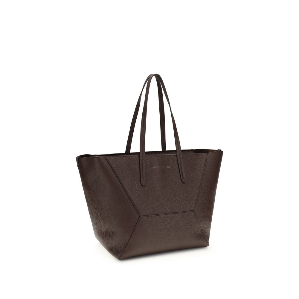 Brunello Cucinelli Brown Calf Leather Bos Taurus Shoulder Women's Bag