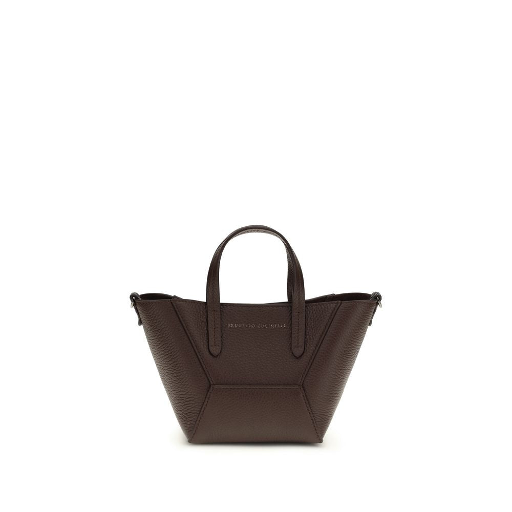 Brunello Cucinelli Bordeaux Calf Leather Bos Taurus Shoulder Women's Bag