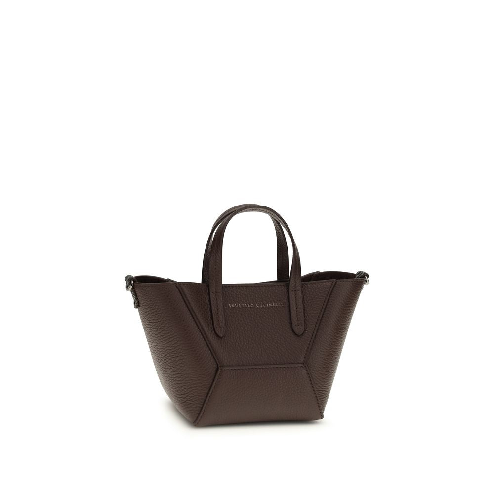 Brunello Cucinelli Bordeaux Calf Leather Bos Taurus Shoulder Women's Bag