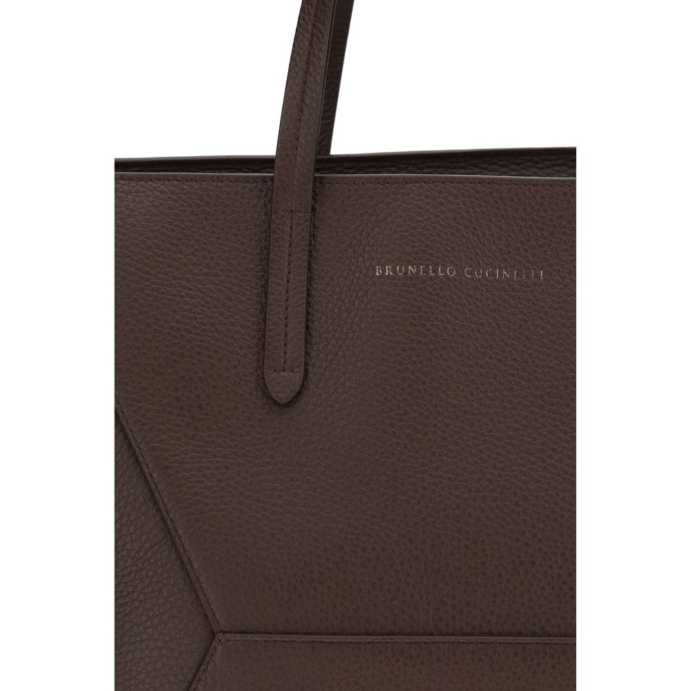 Brunello Cucinelli Brown Calf Leather Bos Taurus Shoulder Women's Bag
