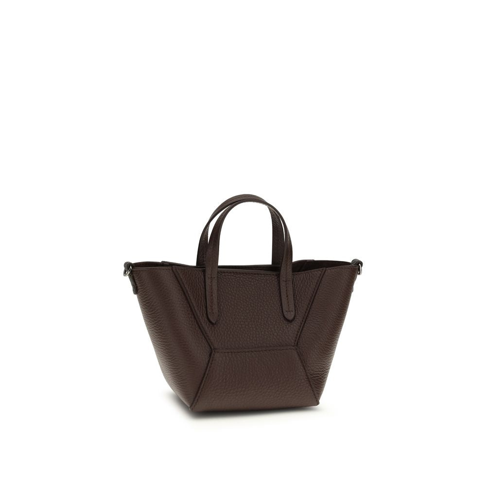 Brunello Cucinelli Bordeaux Calf Leather Bos Taurus Shoulder Women's Bag
