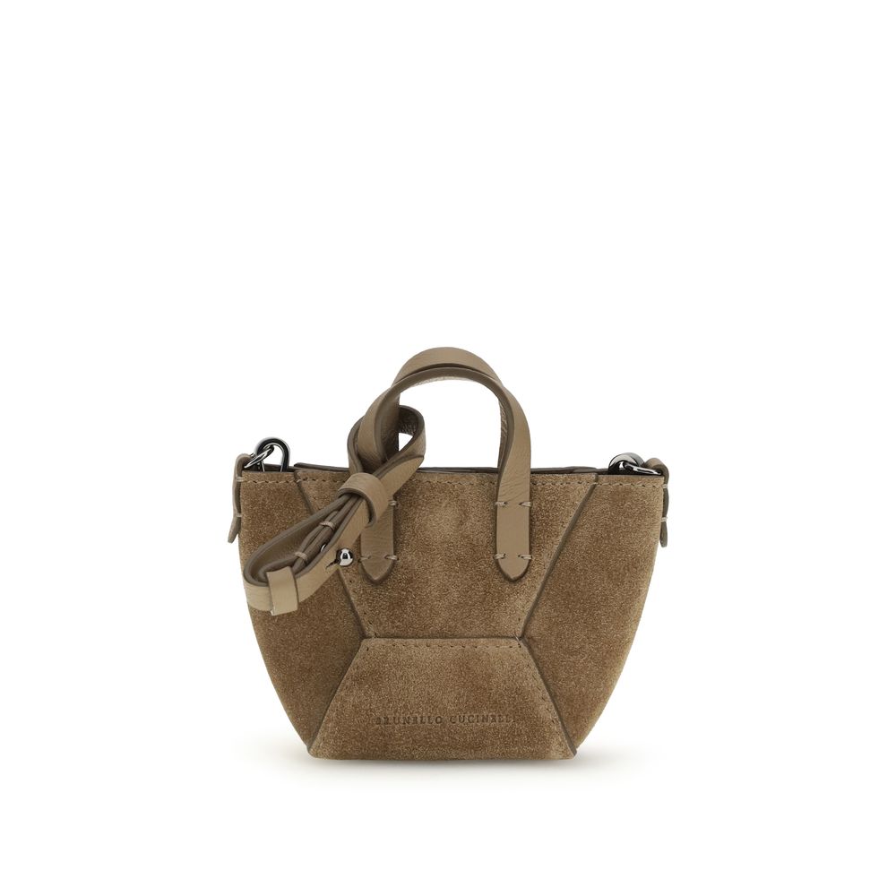 Brunello Cucinelli Brown Calf Leather Bos Taurus Shoulder Women's Bag
