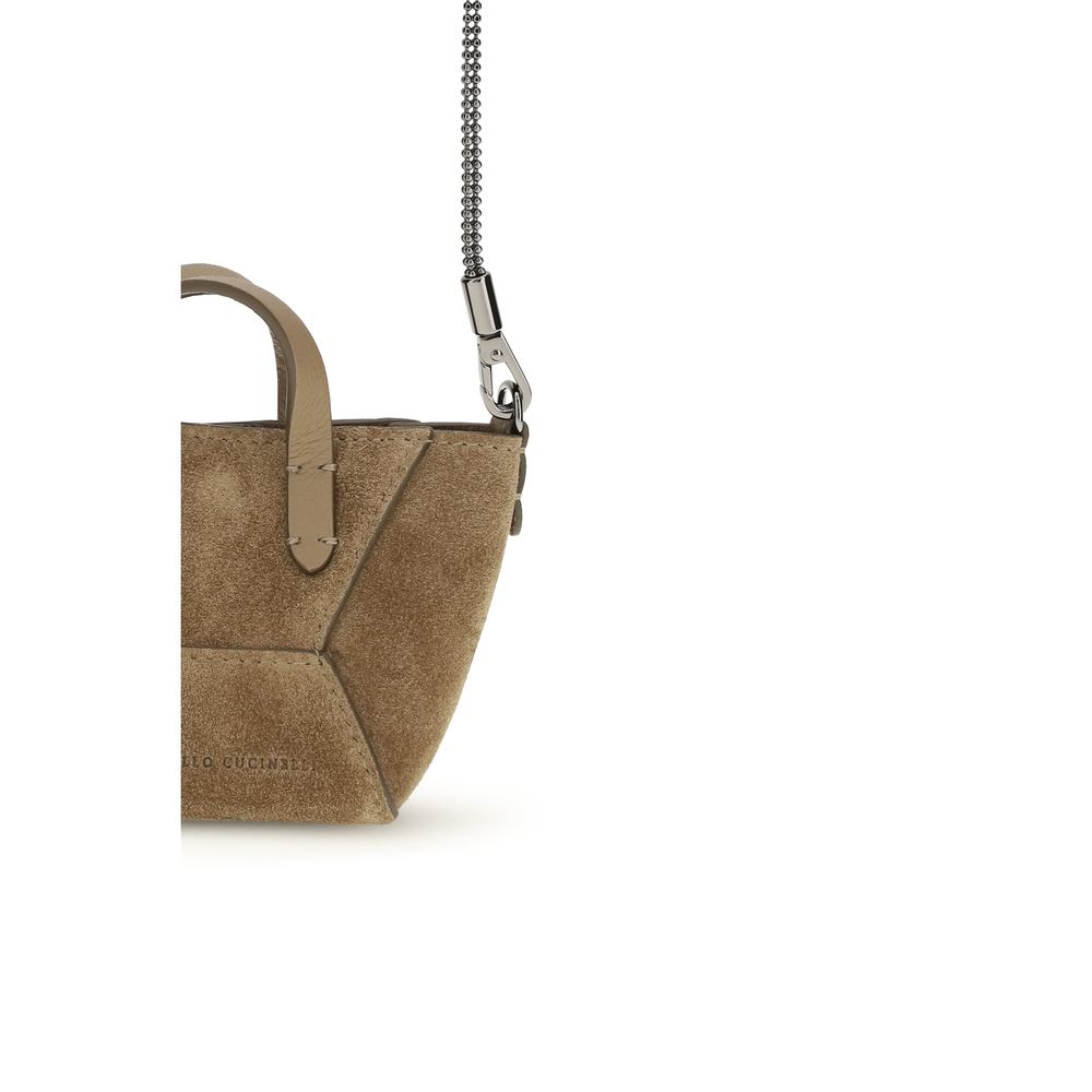 Brunello Cucinelli Brown Calf Leather Bos Taurus Shoulder Women's Bag