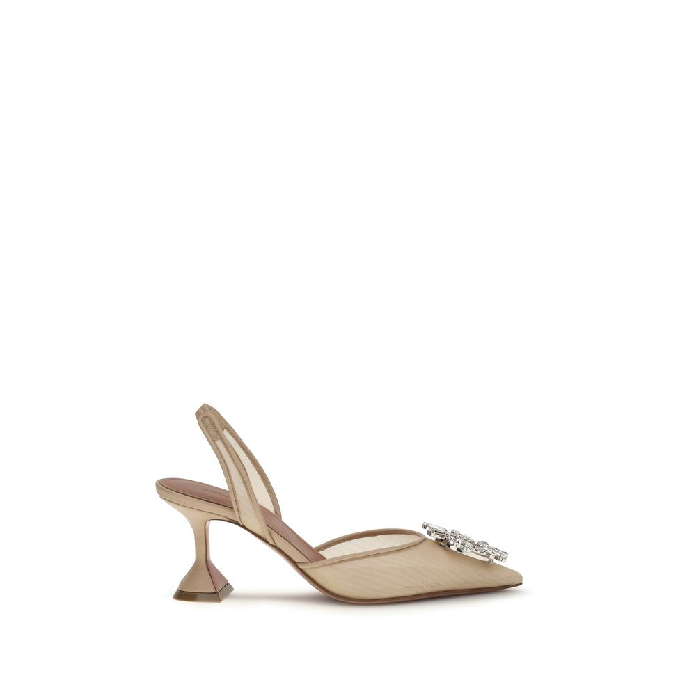 Amina Muaddi Beige Polyester High Heel Women's Pumps