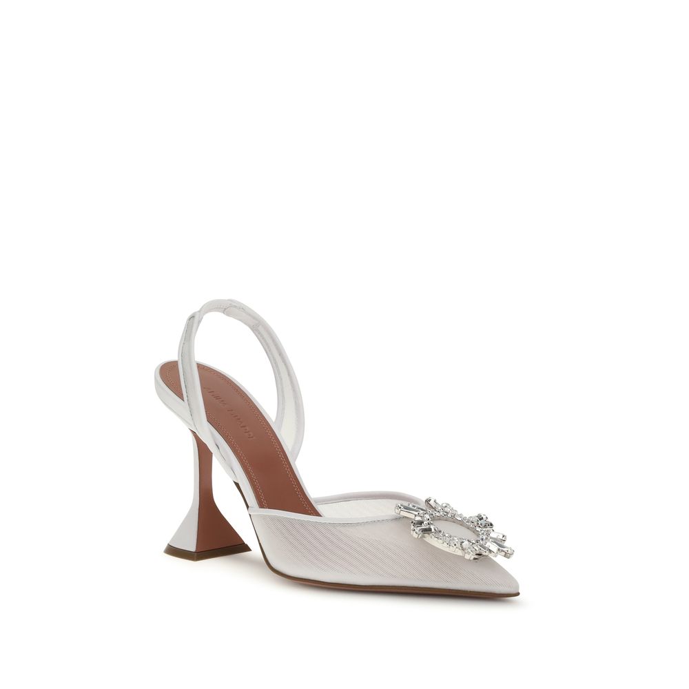 Amina Muaddi White Polyester High Heel Women's Pumps