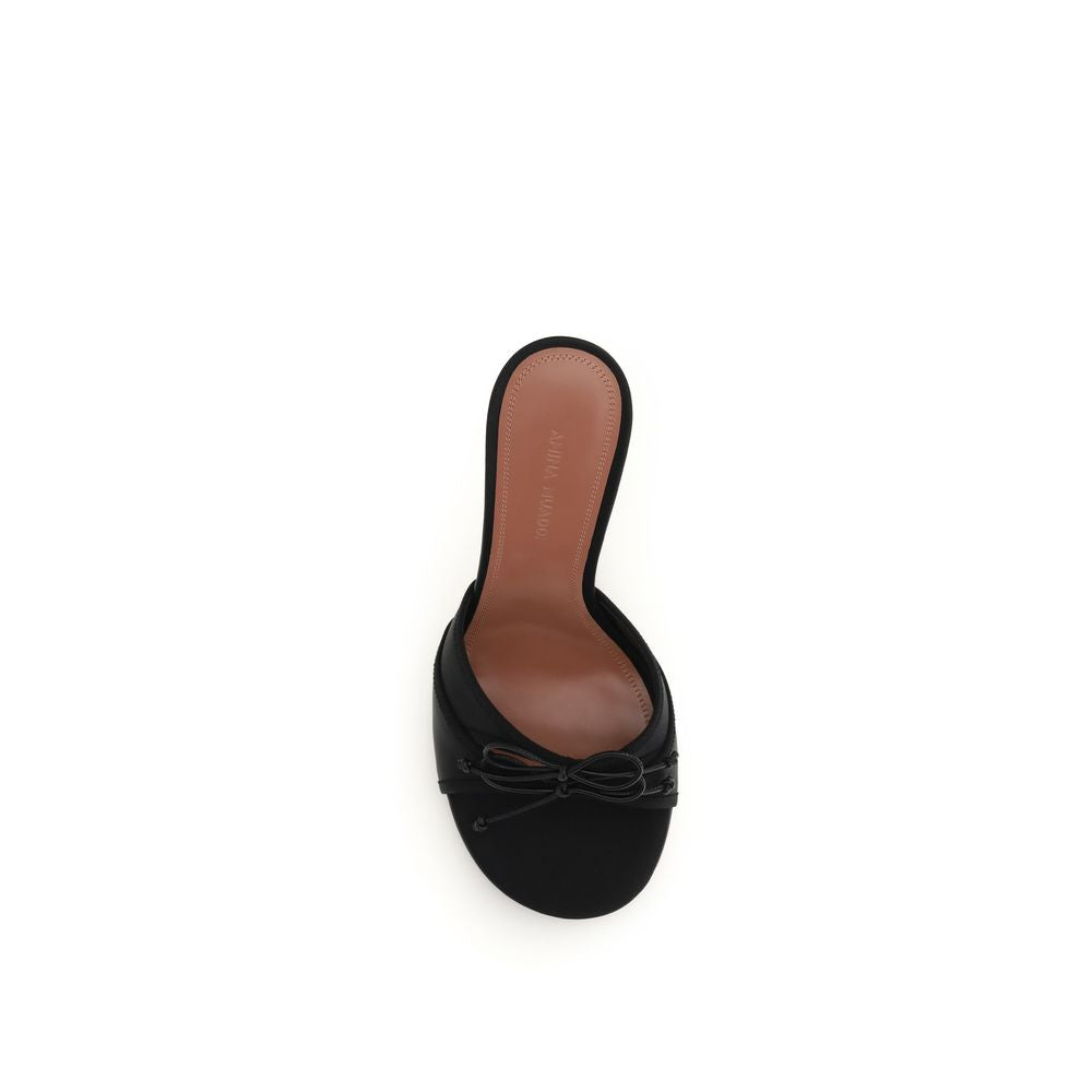 Amina Muaddi Black Fabric Women's Sandals