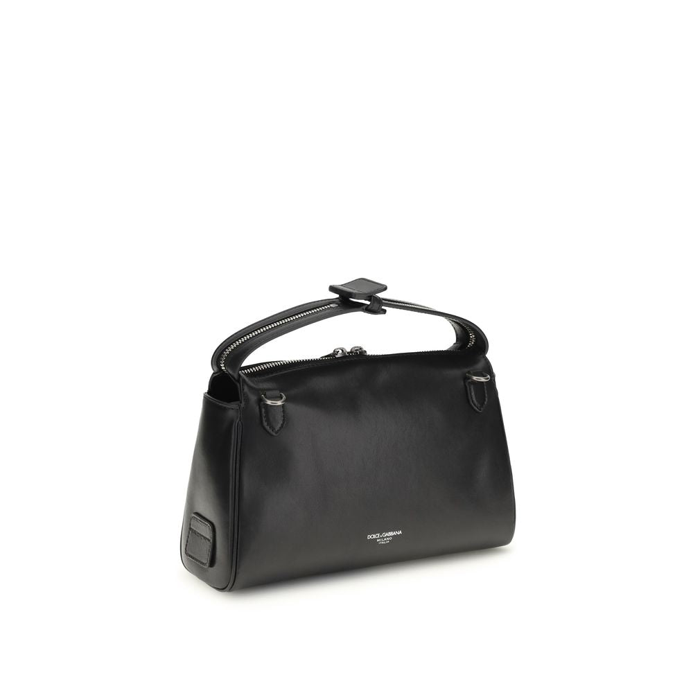Dolce & Gabbana Black Calf Leather Bos Taurus Men's Handbag