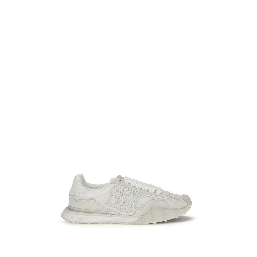 Dolce & Gabbana White Calf Leather Bos Taurus Athletic Men's Sneakers