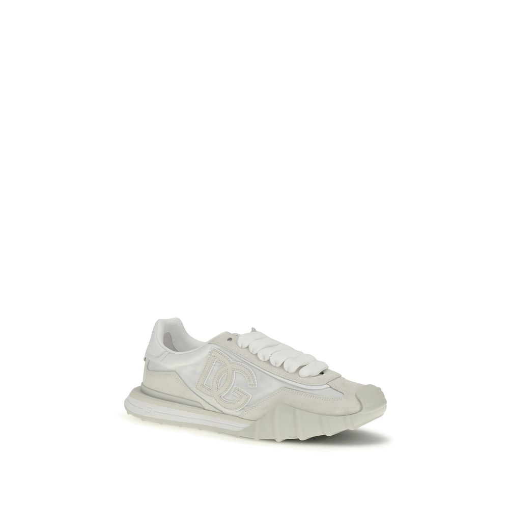 Dolce & Gabbana White Calf Leather Bos Taurus Athletic Men's Sneakers