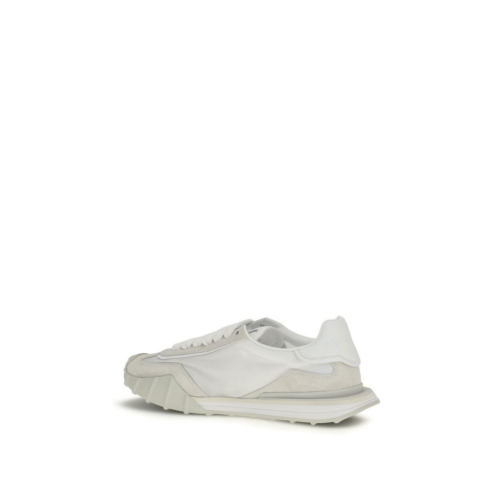 Dolce & Gabbana White Calf Leather Bos Taurus Athletic Men's Sneakers