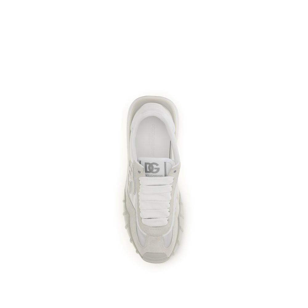 Dolce & Gabbana White Calf Leather Bos Taurus Athletic Men's Sneakers