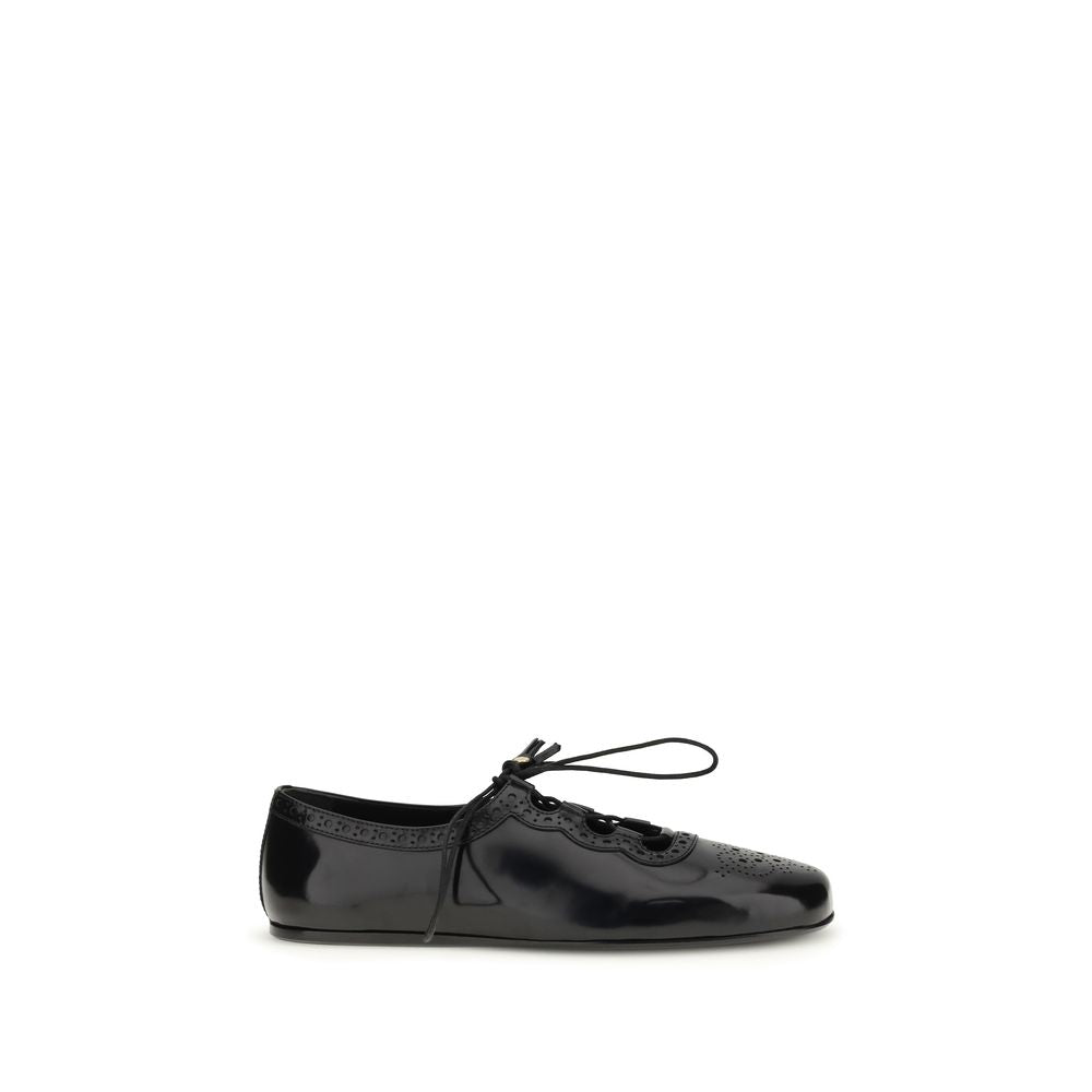Church's Black Calf Leather Bos Taurus Ballet Women's Flats