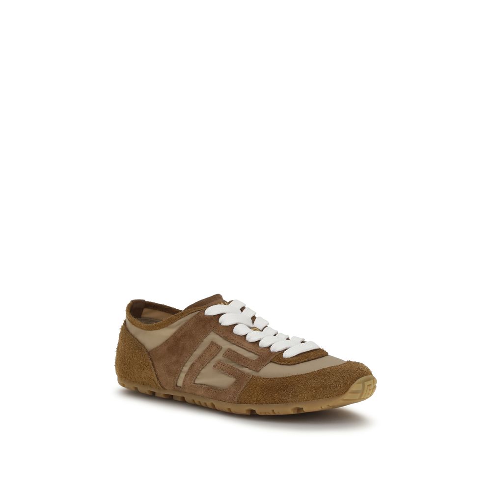 Balmain Beige Calf Leather Bos Taurus Athletic Women's Sneakers