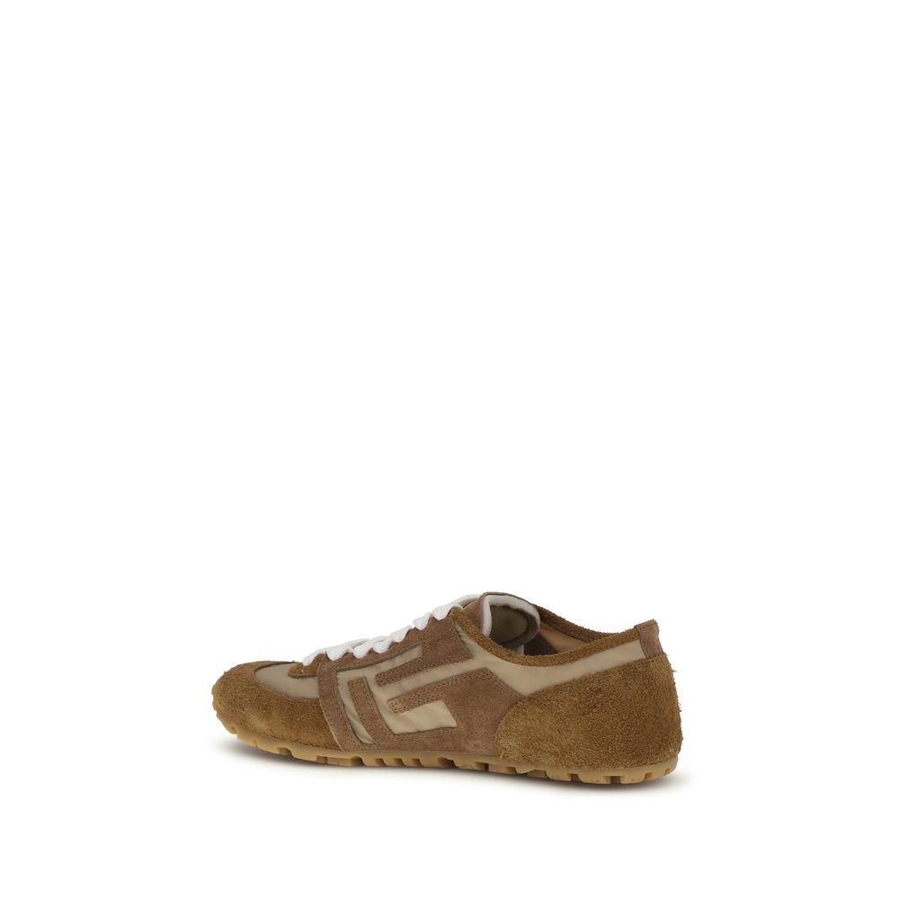 Balmain Beige Calf Leather Bos Taurus Athletic Women's Sneakers