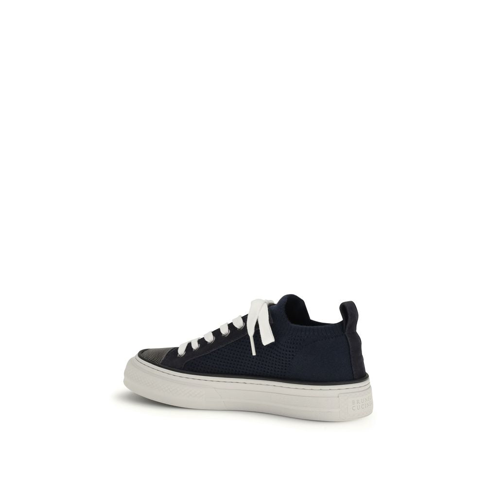Brunello Cucinelli Blue Cotton Low Top Women's Sneakers