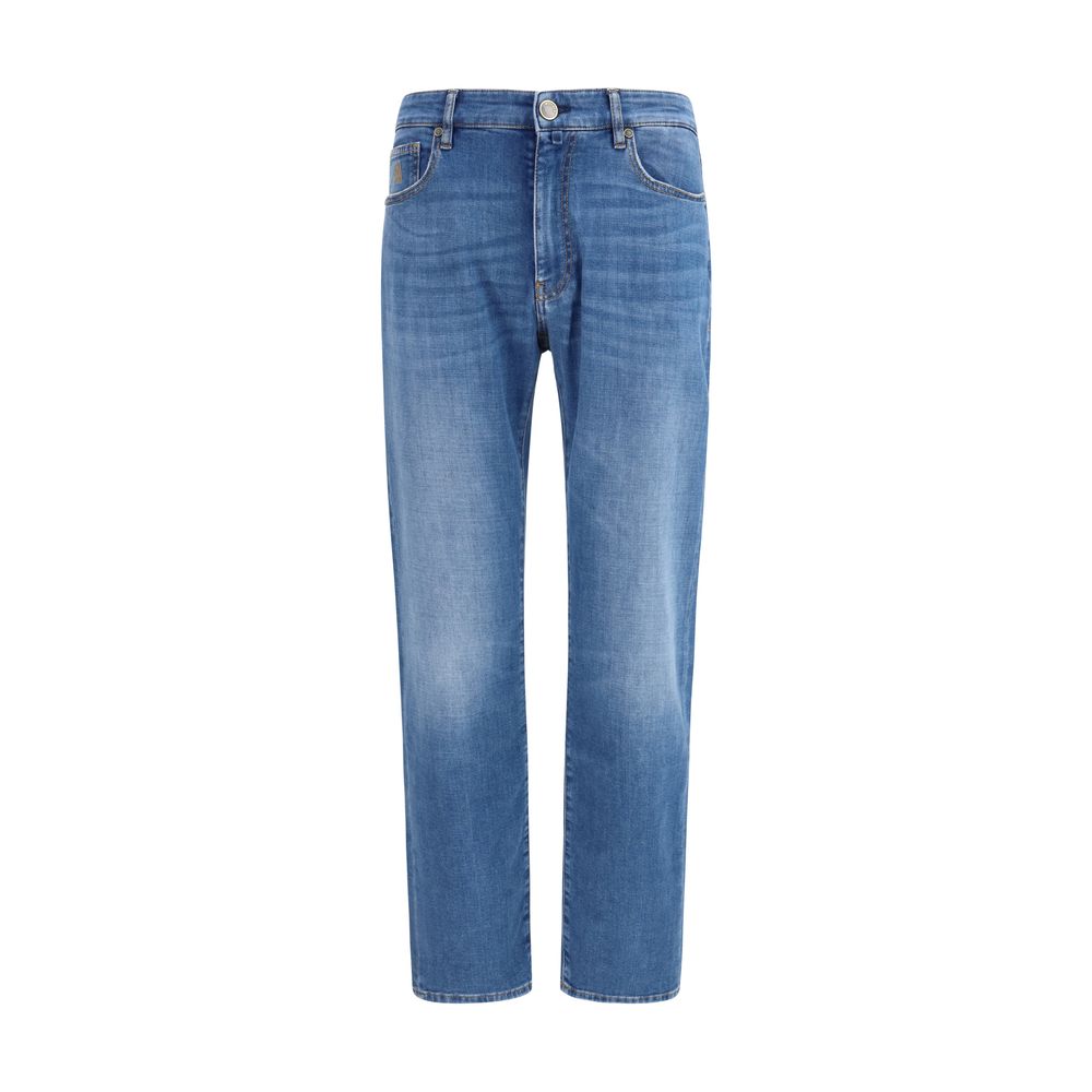 MooRER Blue Cotton Straight-Leg Men's Jeans