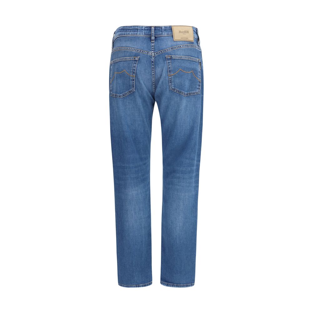 MooRER Blue Cotton Straight-Leg Men's Jeans
