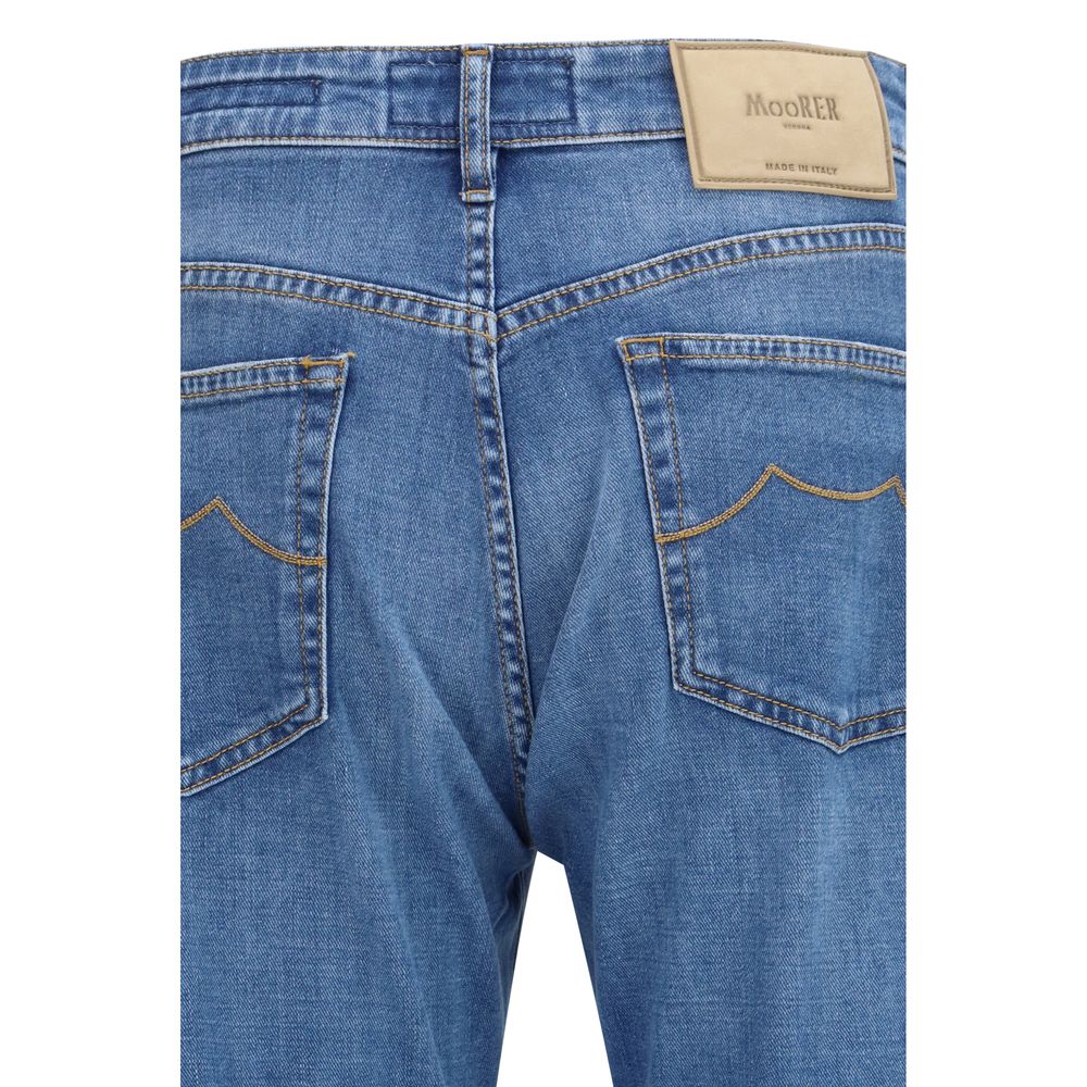 MooRER Blue Cotton Straight-Leg Men's Jeans