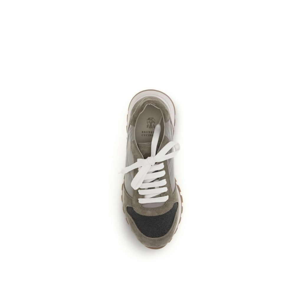 Brunello Cucinelli Bicolor Calf Leather Bos Taurus Athletic Women's Sneakers