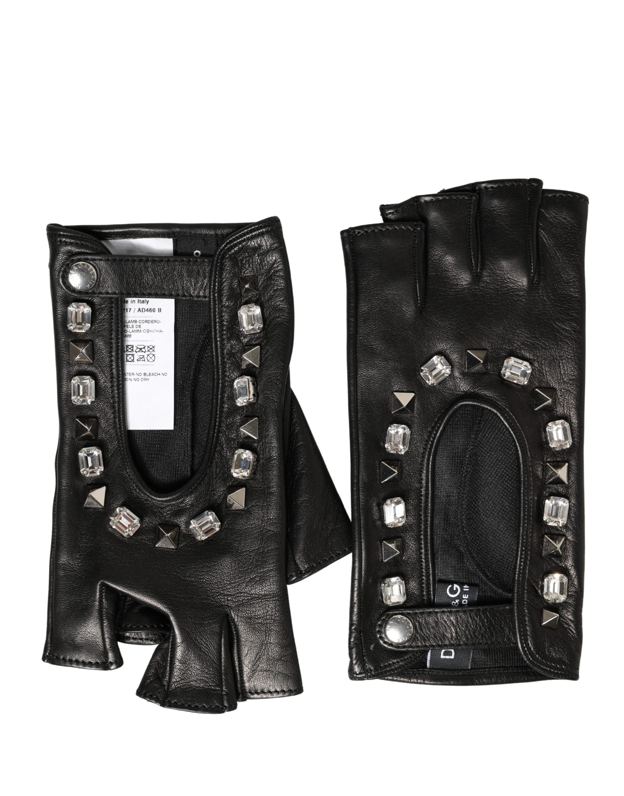 Dolce & Gabbana Women Black Embellished Wrist Length Mitten Women's Gloves