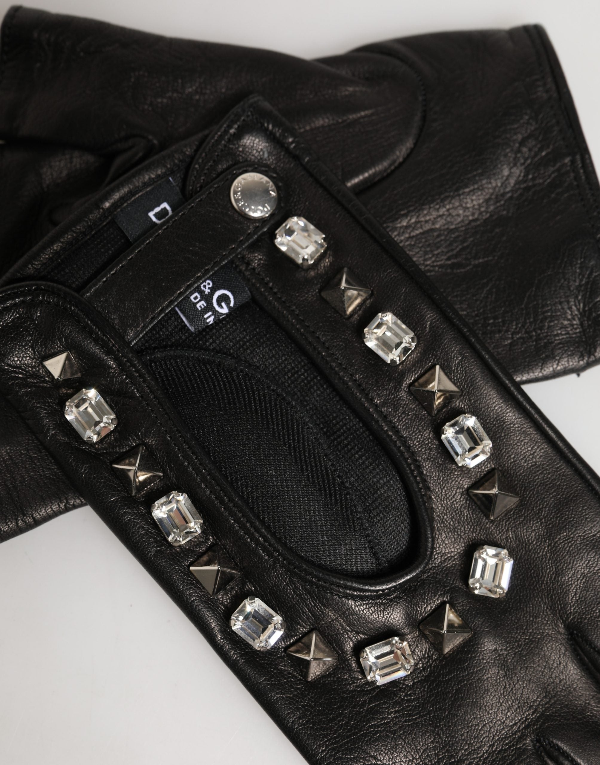 Dolce & Gabbana Women Black Embellished Wrist Length Mitten Women's Gloves