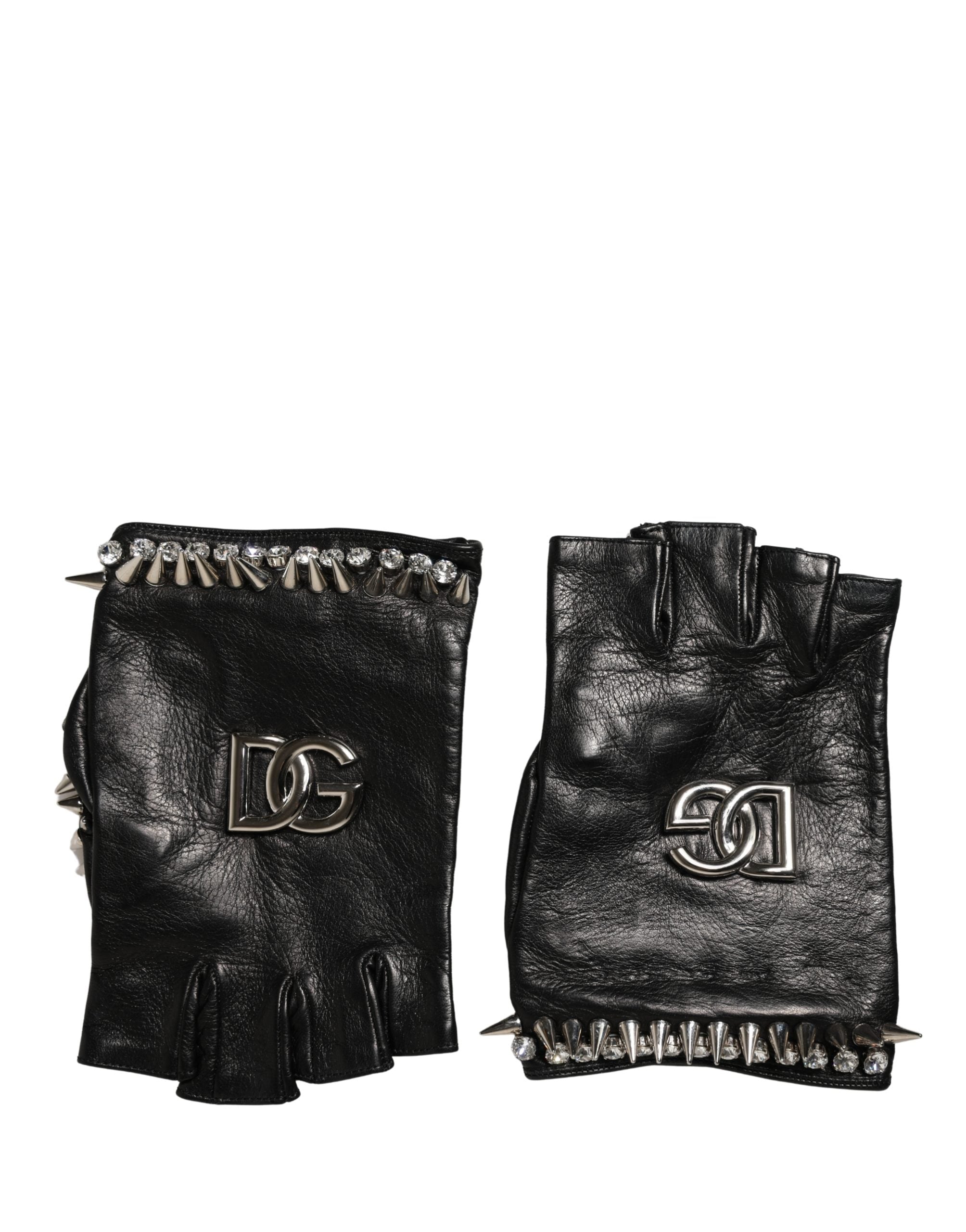 Dolce & Gabbana Women Black Embellished Wrist Length Mitten Women's Gloves