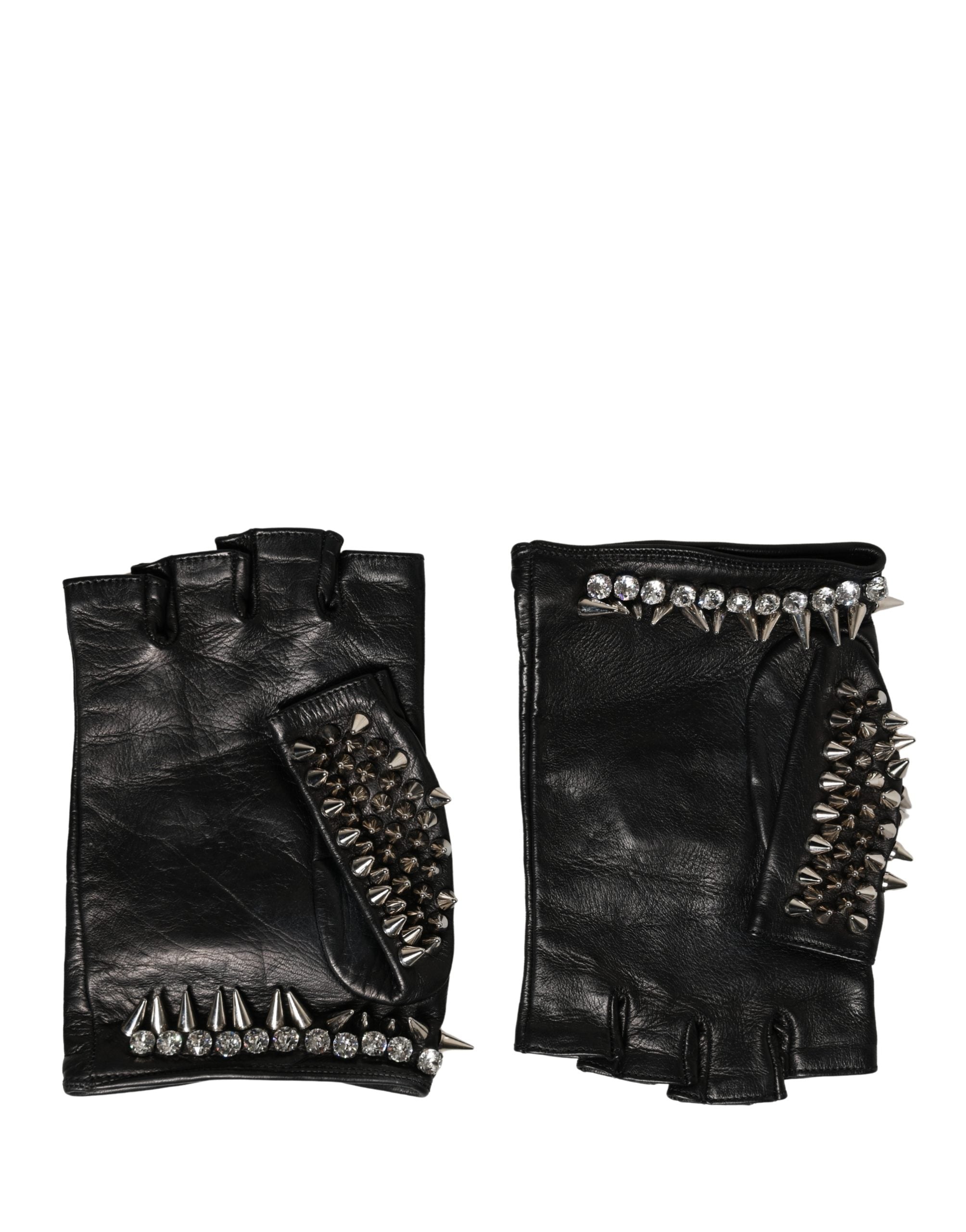 Dolce & Gabbana Women Black Embellished Wrist Length Mitten Women's Gloves