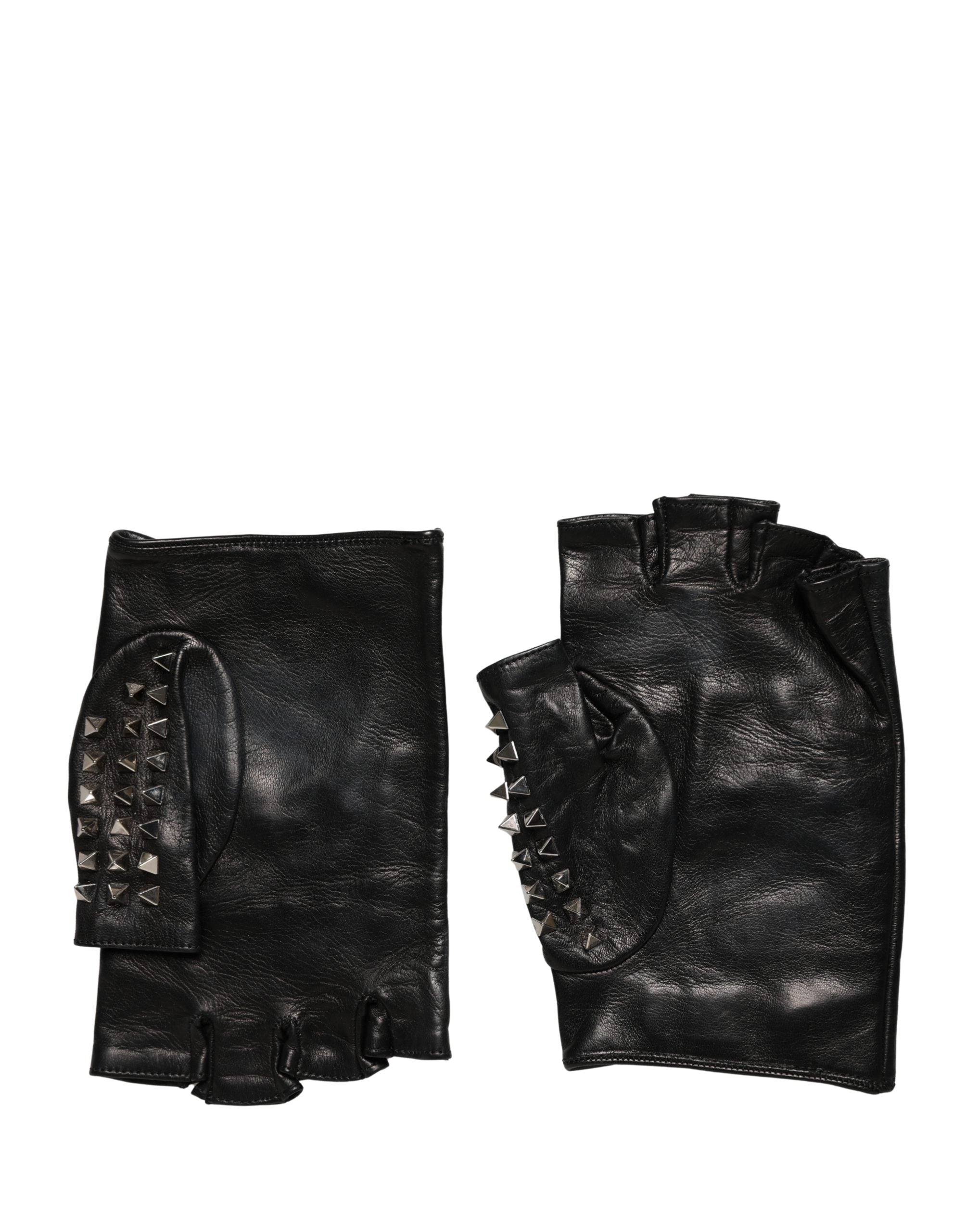 Dolce & Gabbana Black Embellished Wrist Length Mitten Women Women's Gloves