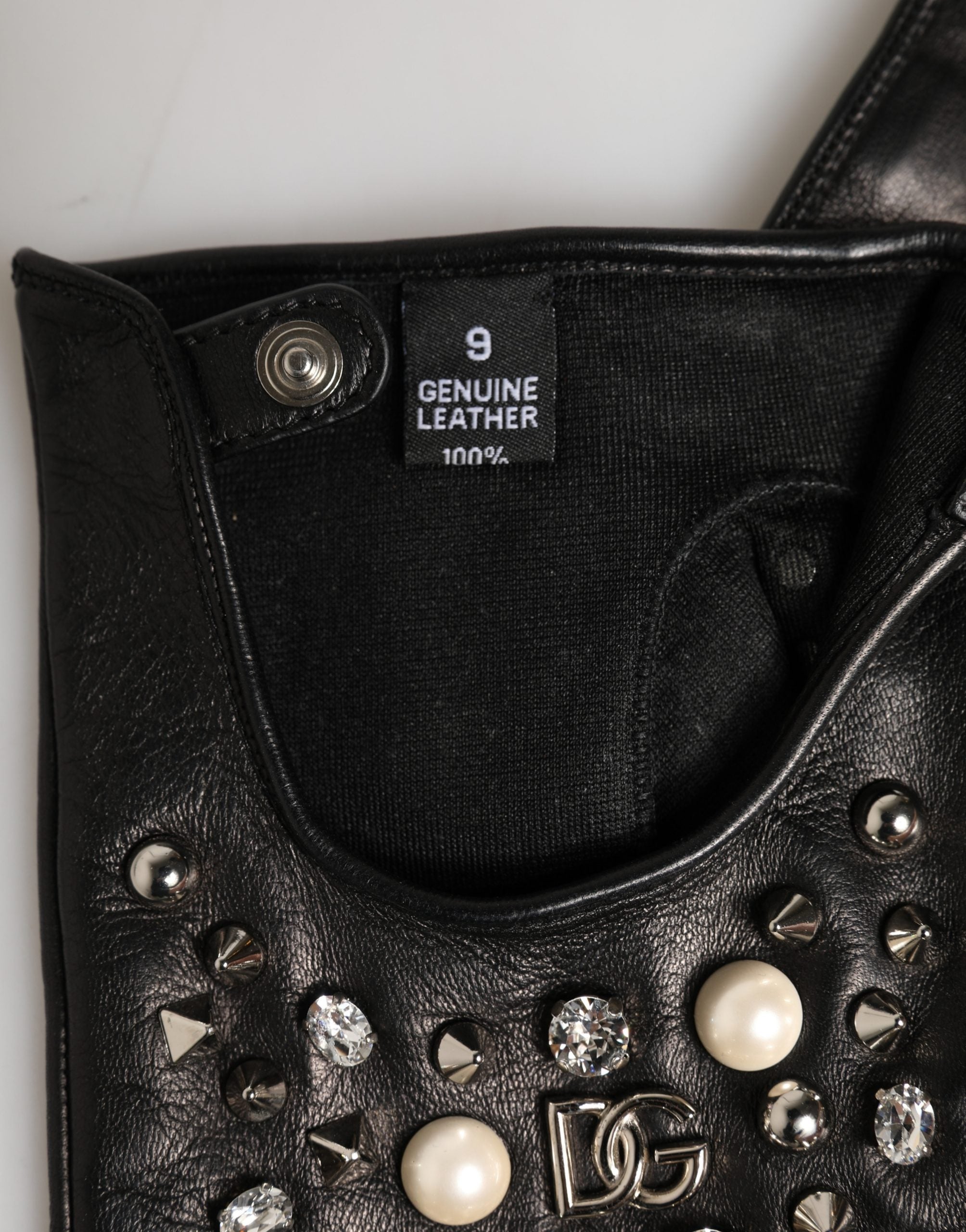 Dolce & Gabbana Black Embellished Wrist Length Mitten Women Women's Gloves