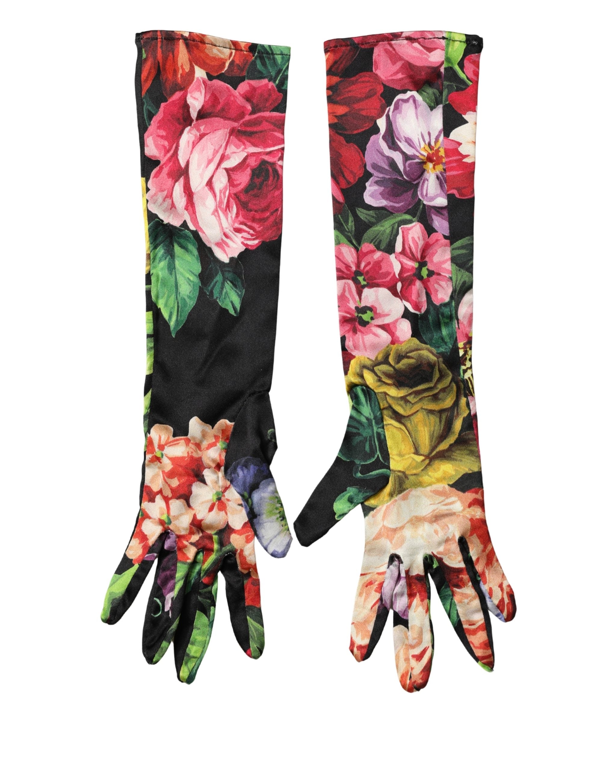 Dolce & Gabbana Multicolor Floral Print Elbow Length Women Women's Gloves (Pre-Owned)