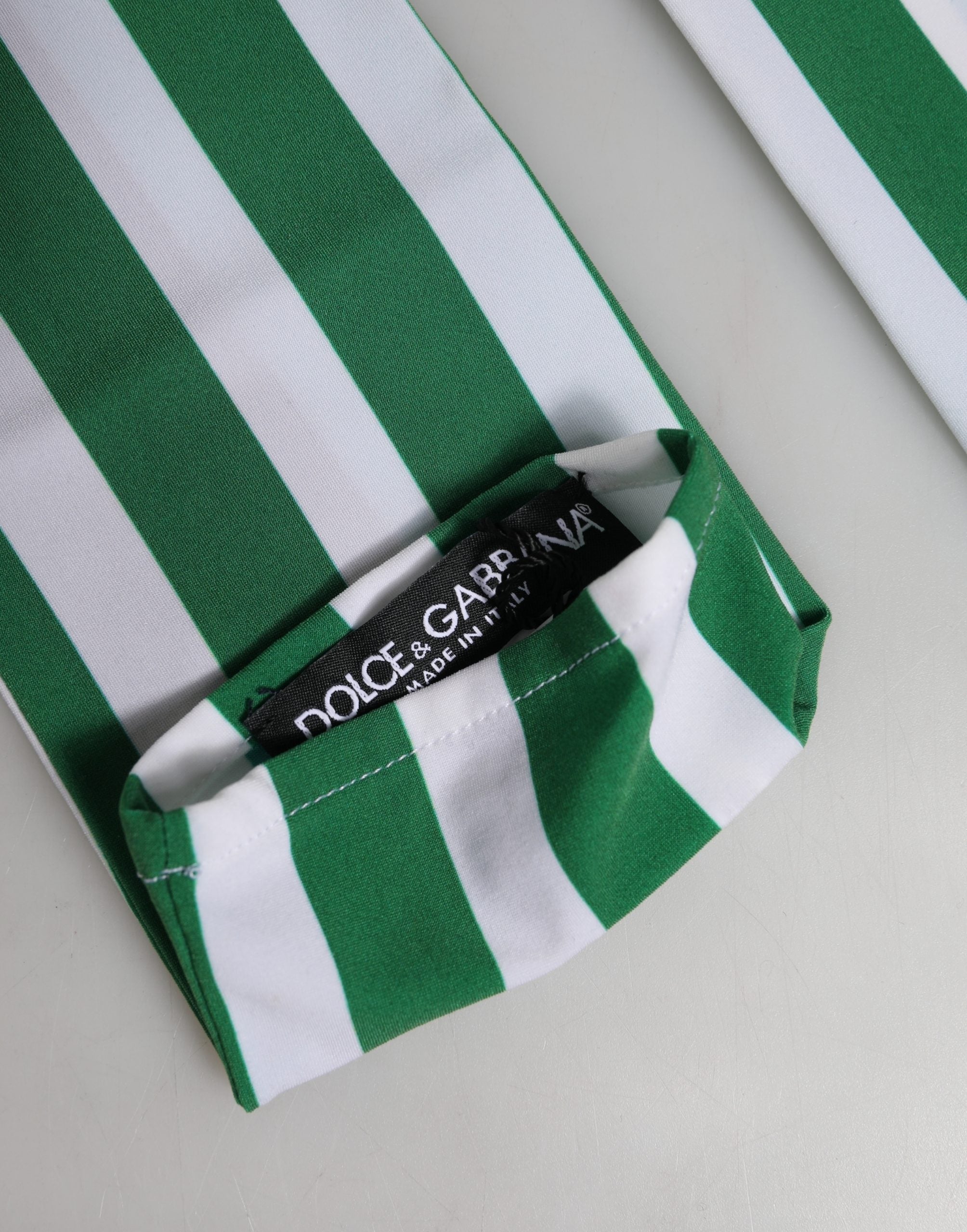 Dolce & Gabbana Green White Stripes Nylon Elbow Length Women Women's Gloves