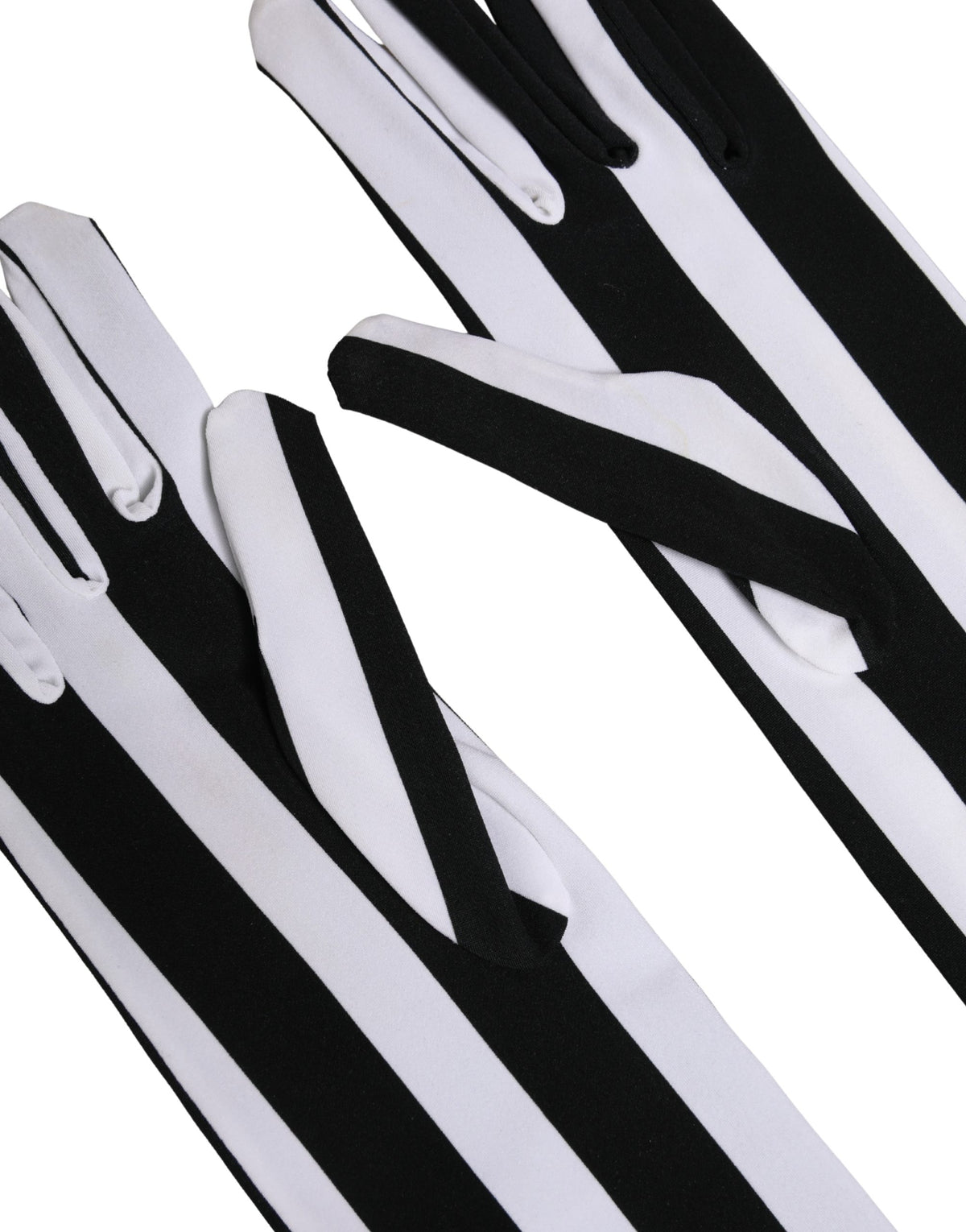 Dolce & Gabbana Black White Stripes Nylon Elbow Length Women Women's Gloves