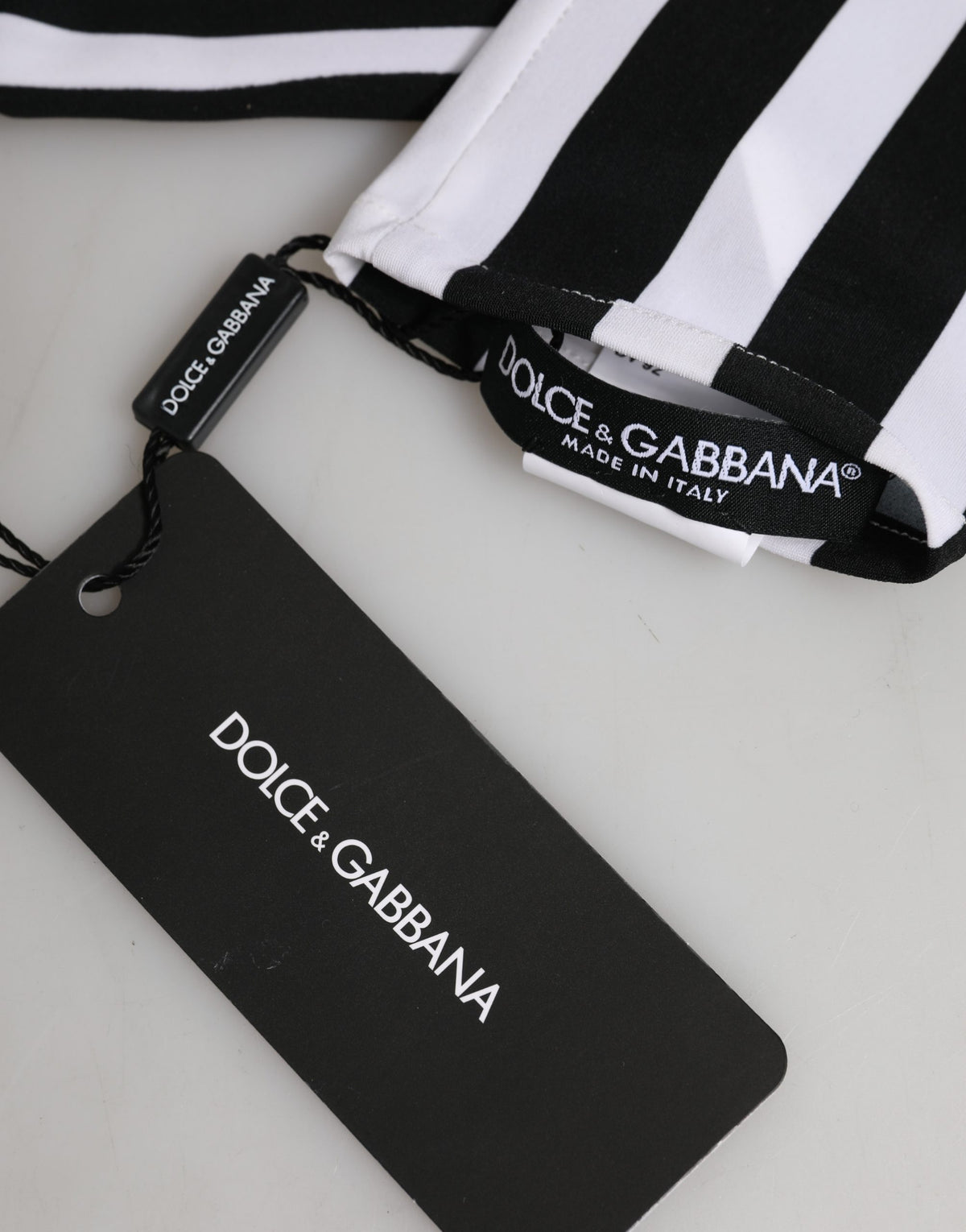 Dolce & Gabbana Black White Stripes Nylon Elbow Length Women Women's Gloves