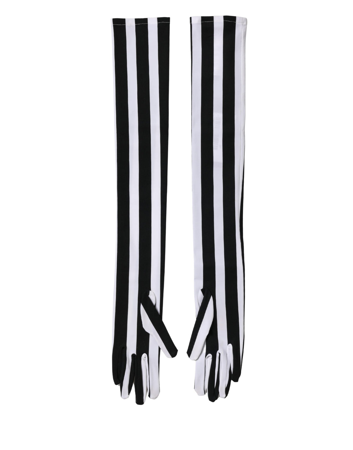 Dolce & Gabbana Black White Stripes Nylon Elbow Length Women Women's Gloves