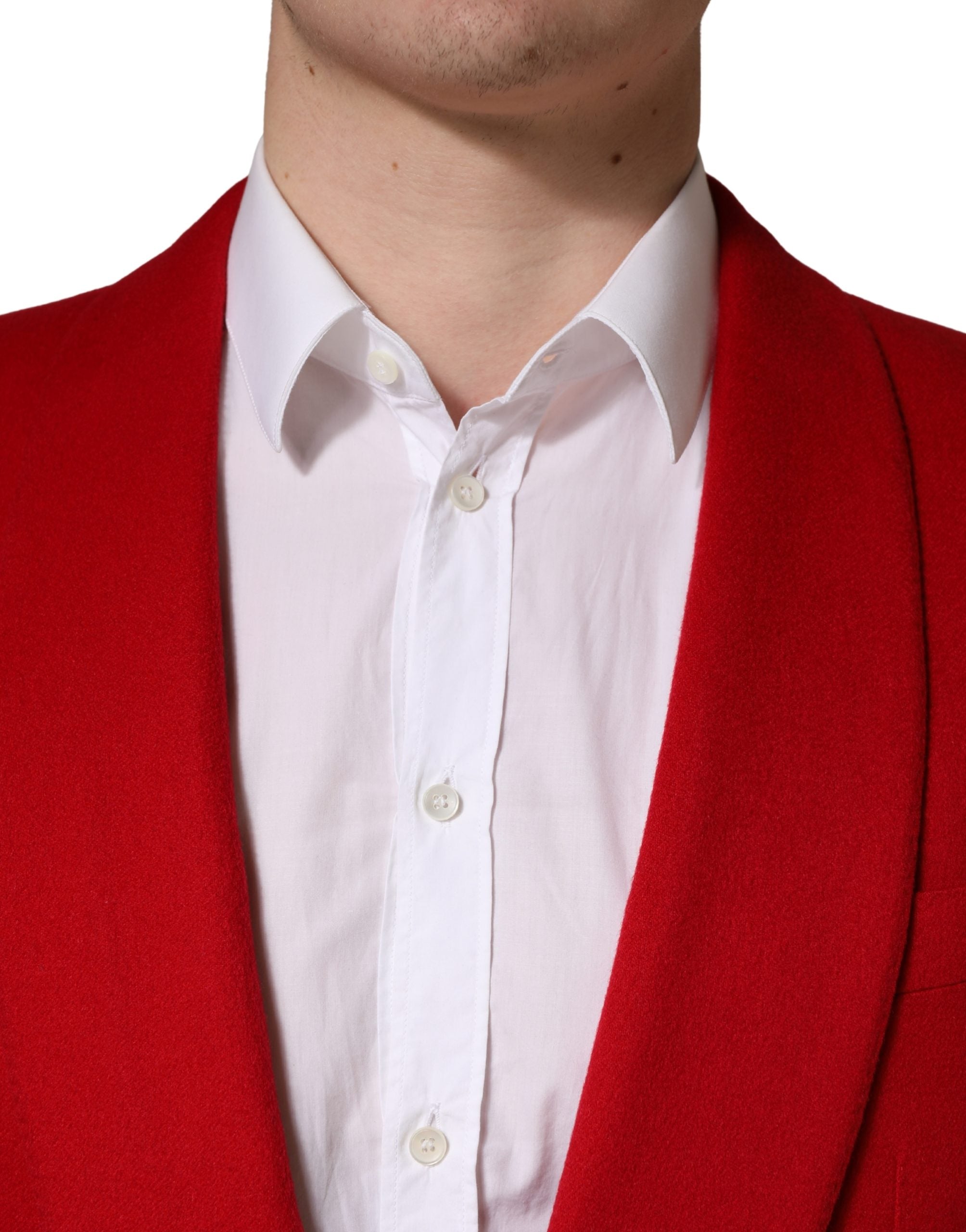 Dolce & Gabbana Red Cashmere Single Breasted Jacket Men's Blazer