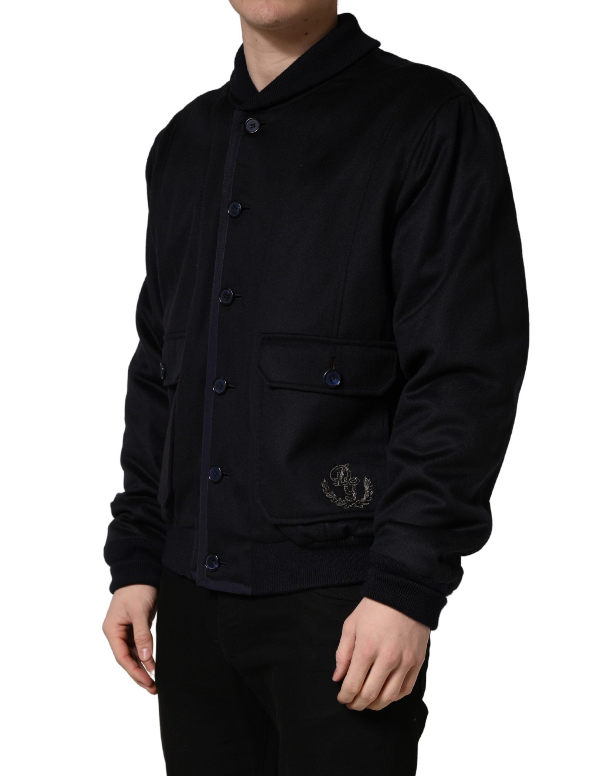 Dolce & Gabbana Black Cashmere Knitted Button Down Men's Jacket