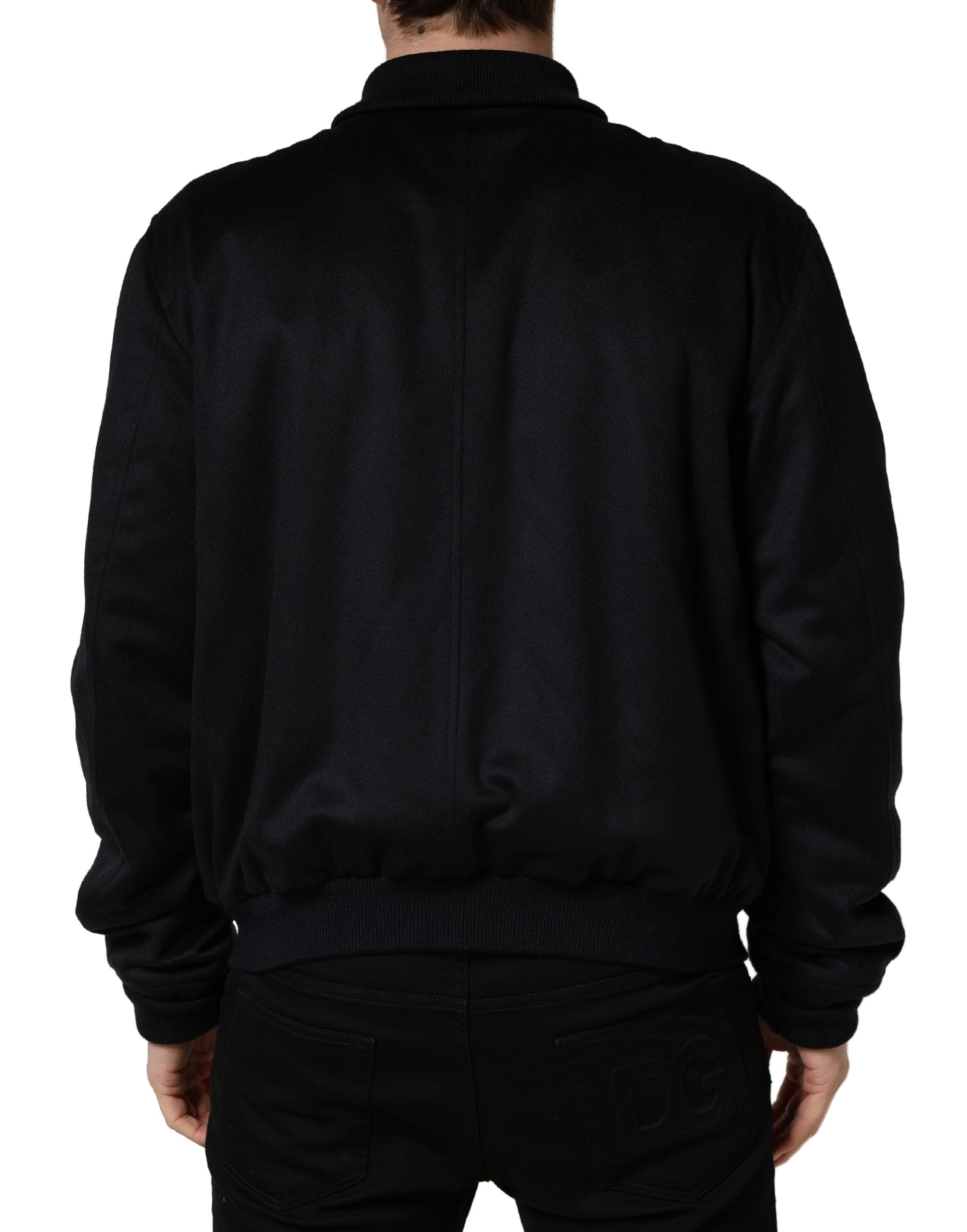 Dolce & Gabbana Black Cashmere Knitted Button Down Men's Jacket