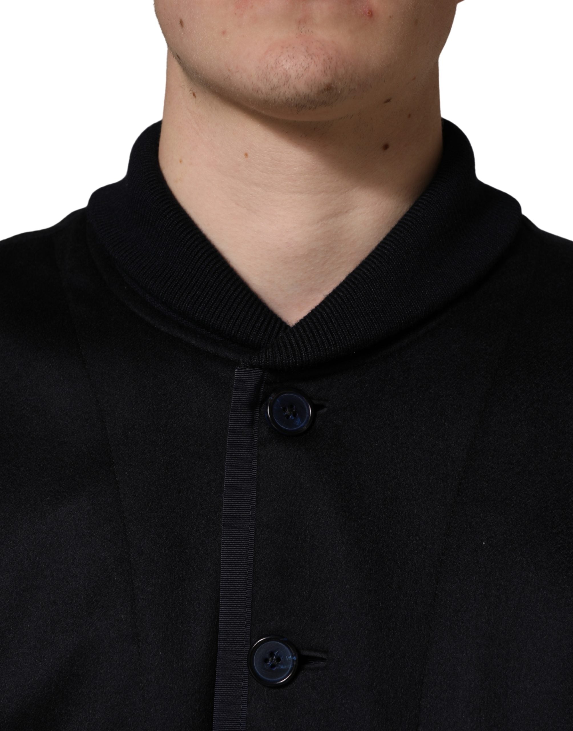 Dolce & Gabbana Black Cashmere Knitted Button Down Men's Jacket