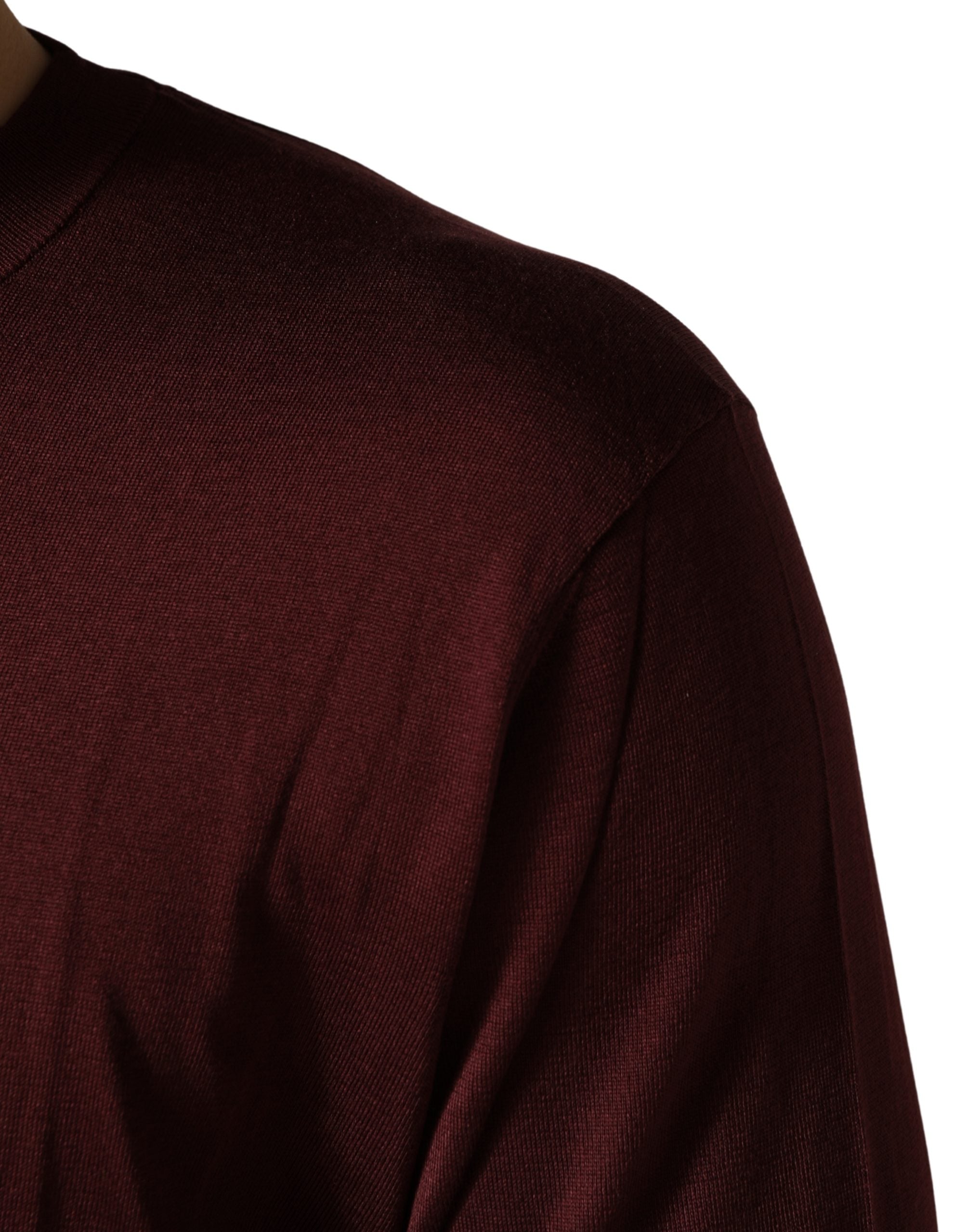 Dolce & Gabbana Maroon Silk Men Crew Neck Pullover Men's Sweater