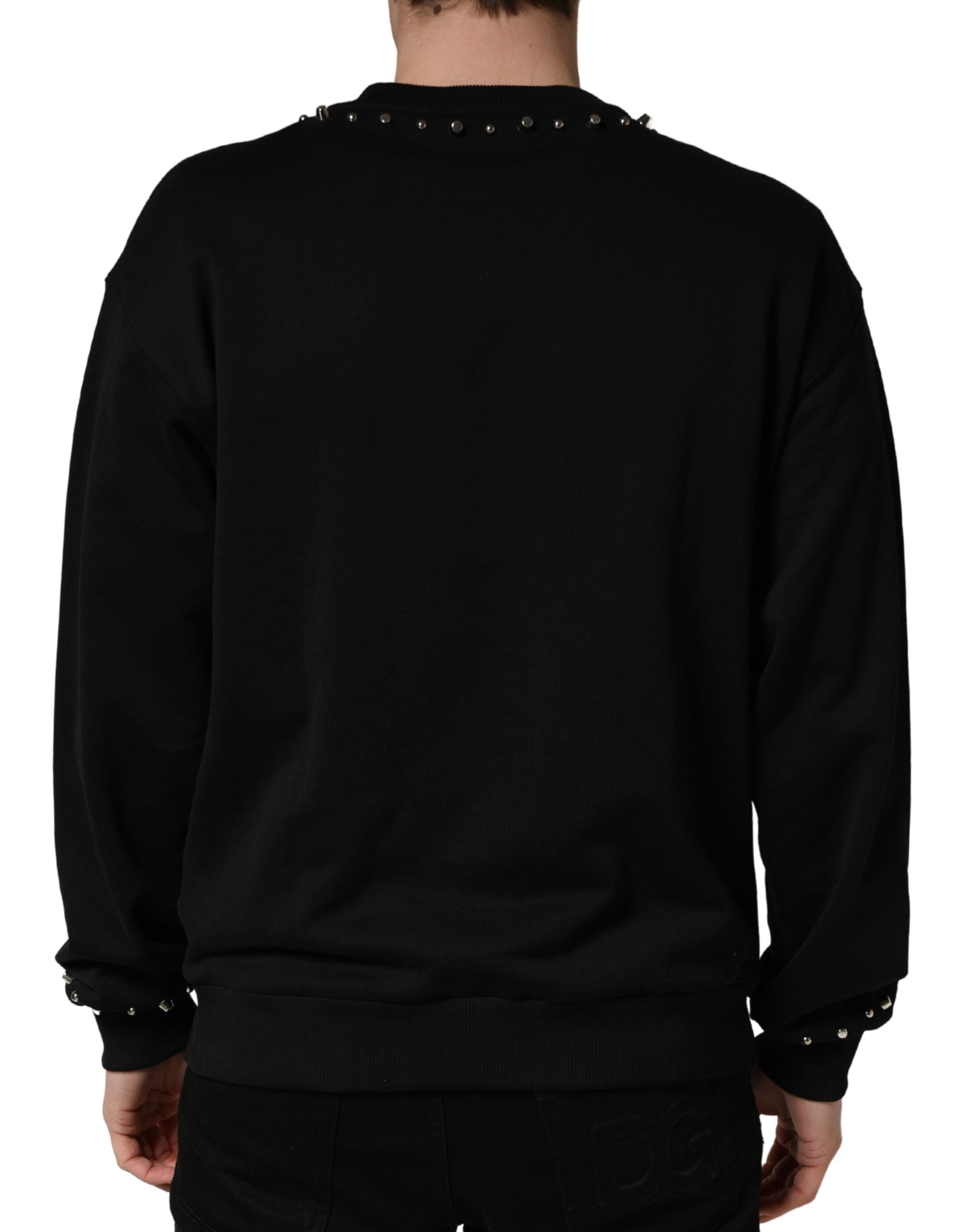 Dolce & Gabbana Black Embellished Cotton Sweatshirt Men's Sweater (Pre-Owned)