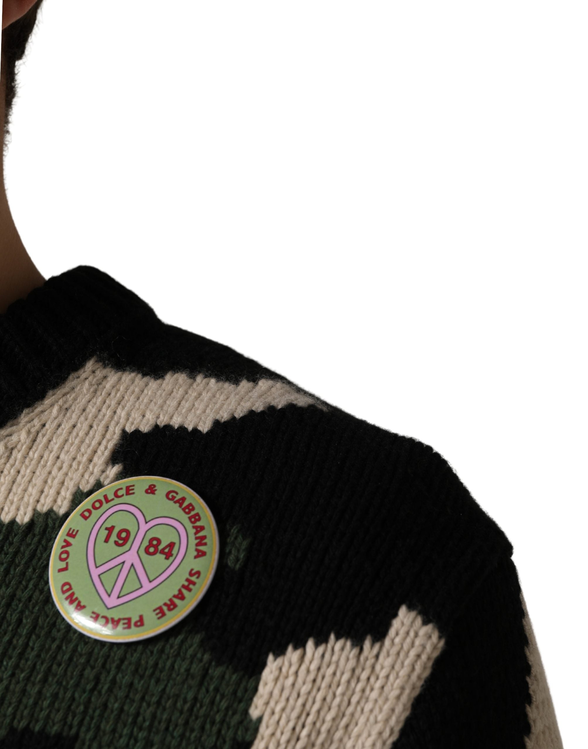 Dolce & Gabbana Multicolor Intarsia-Knit Camouflage Pullover Men's Sweater