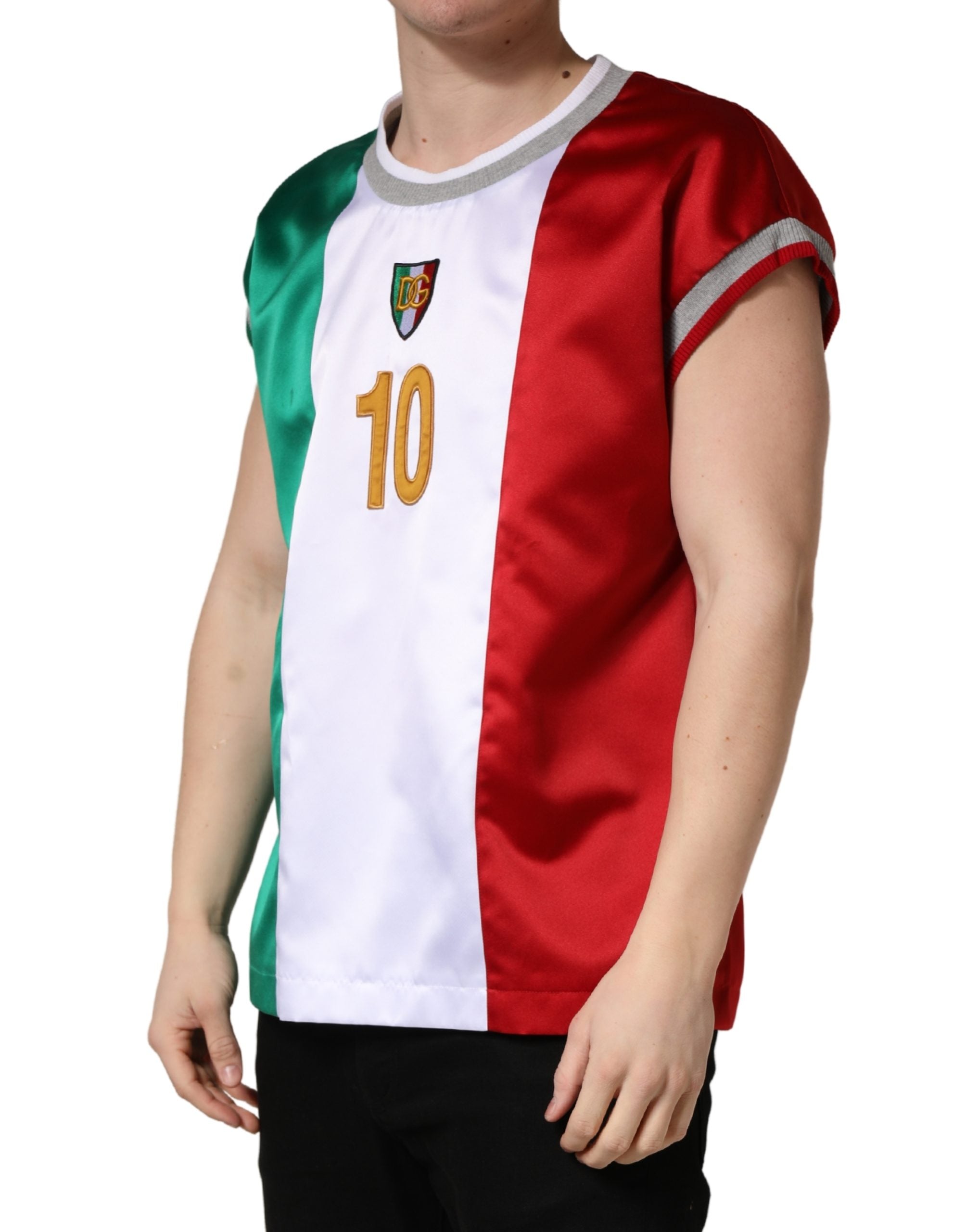 Dolce & Gabbana Multicolor Italia DG Logo Satin Tank Men's T-shirt