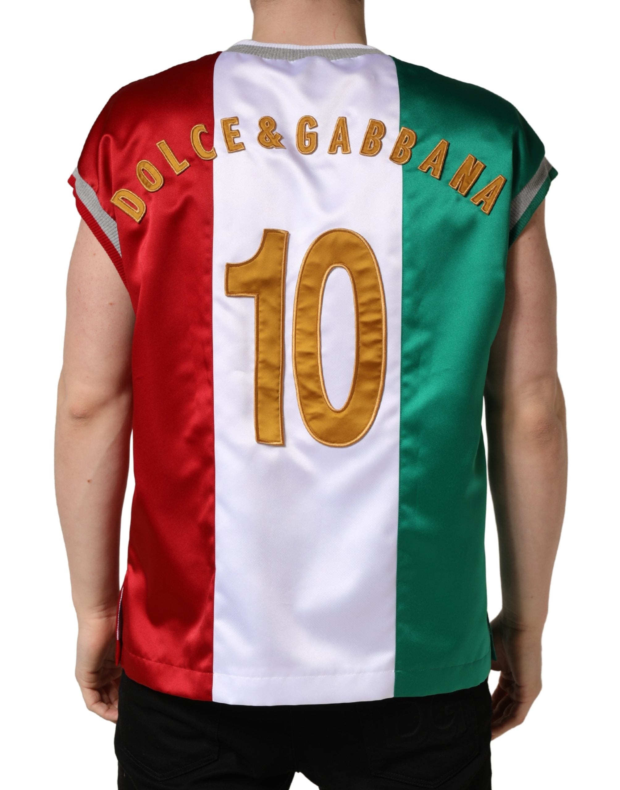Dolce & Gabbana Multicolor Italia DG Logo Satin Tank Men's T-shirt