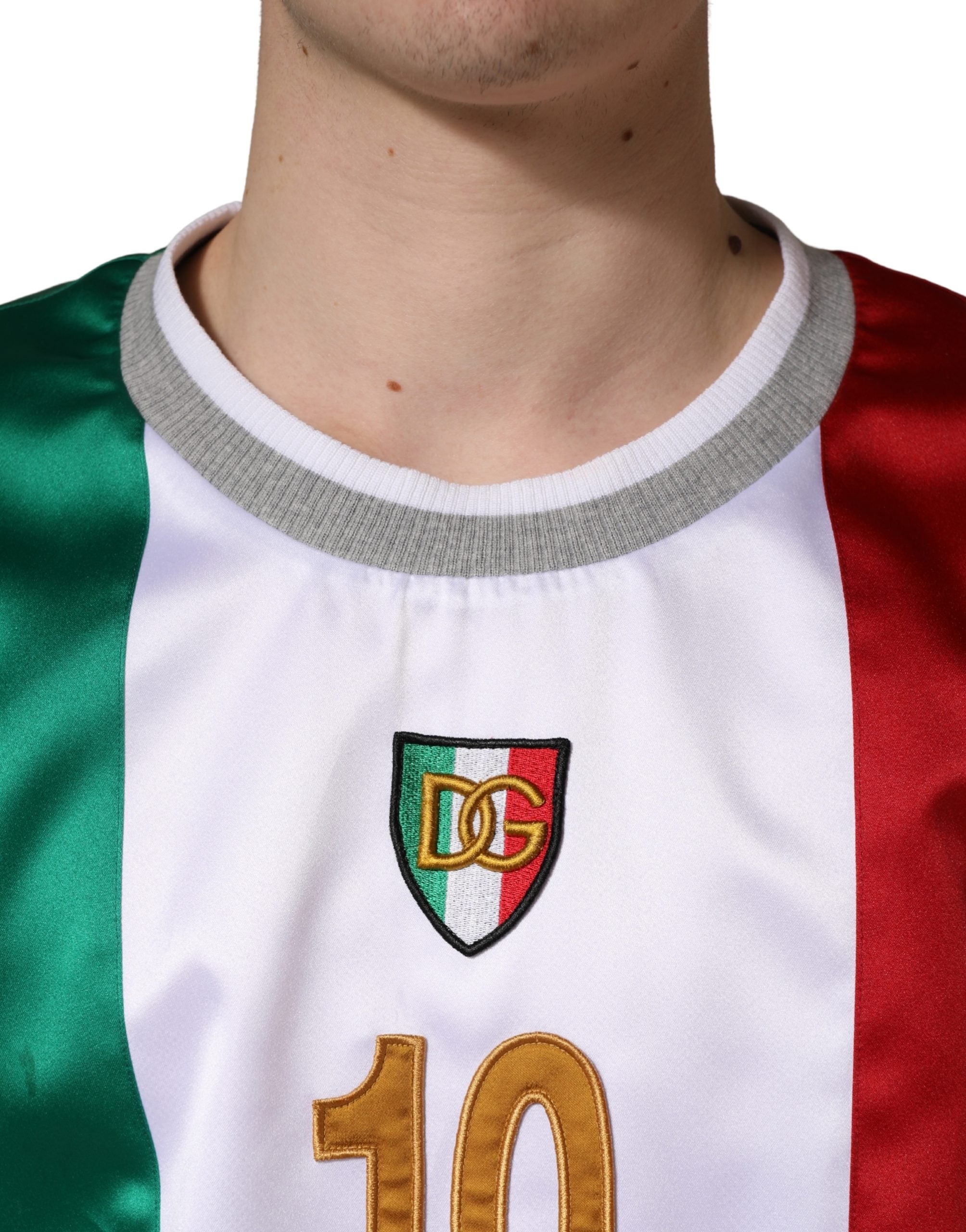 Dolce & Gabbana Multicolor Italia DG Logo Satin Tank Men's T-shirt