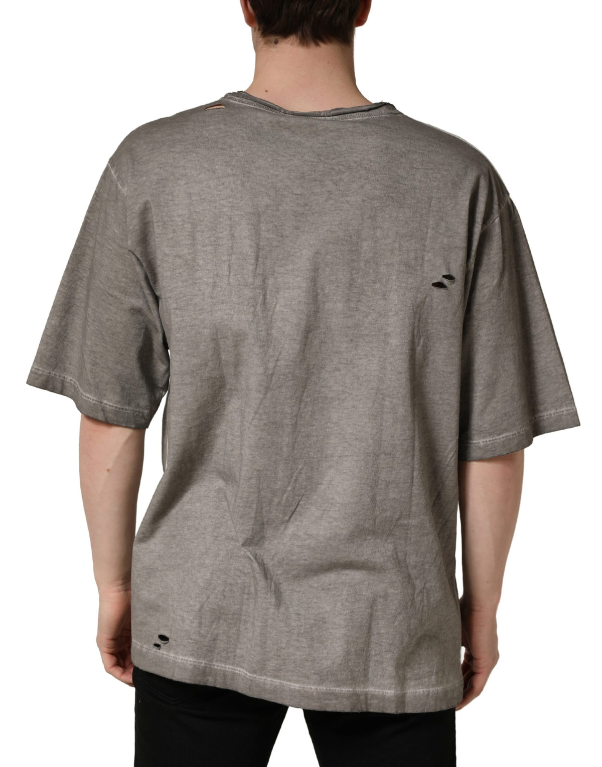 Dolce & Gabbana Gray DG Logo Print Cotton Round Neck Men's T-shirt
