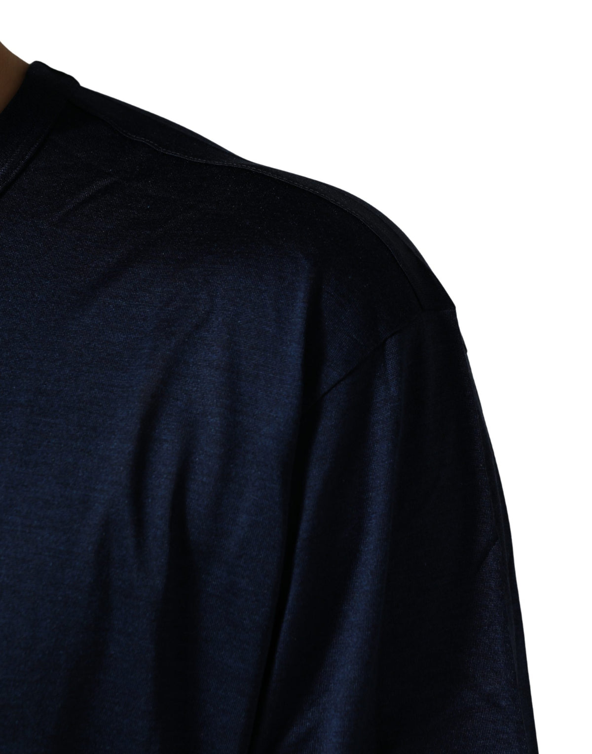 Dolce & Gabbana Dark Blue Silk Short Sleeve CrewNeck Men's T-shirt