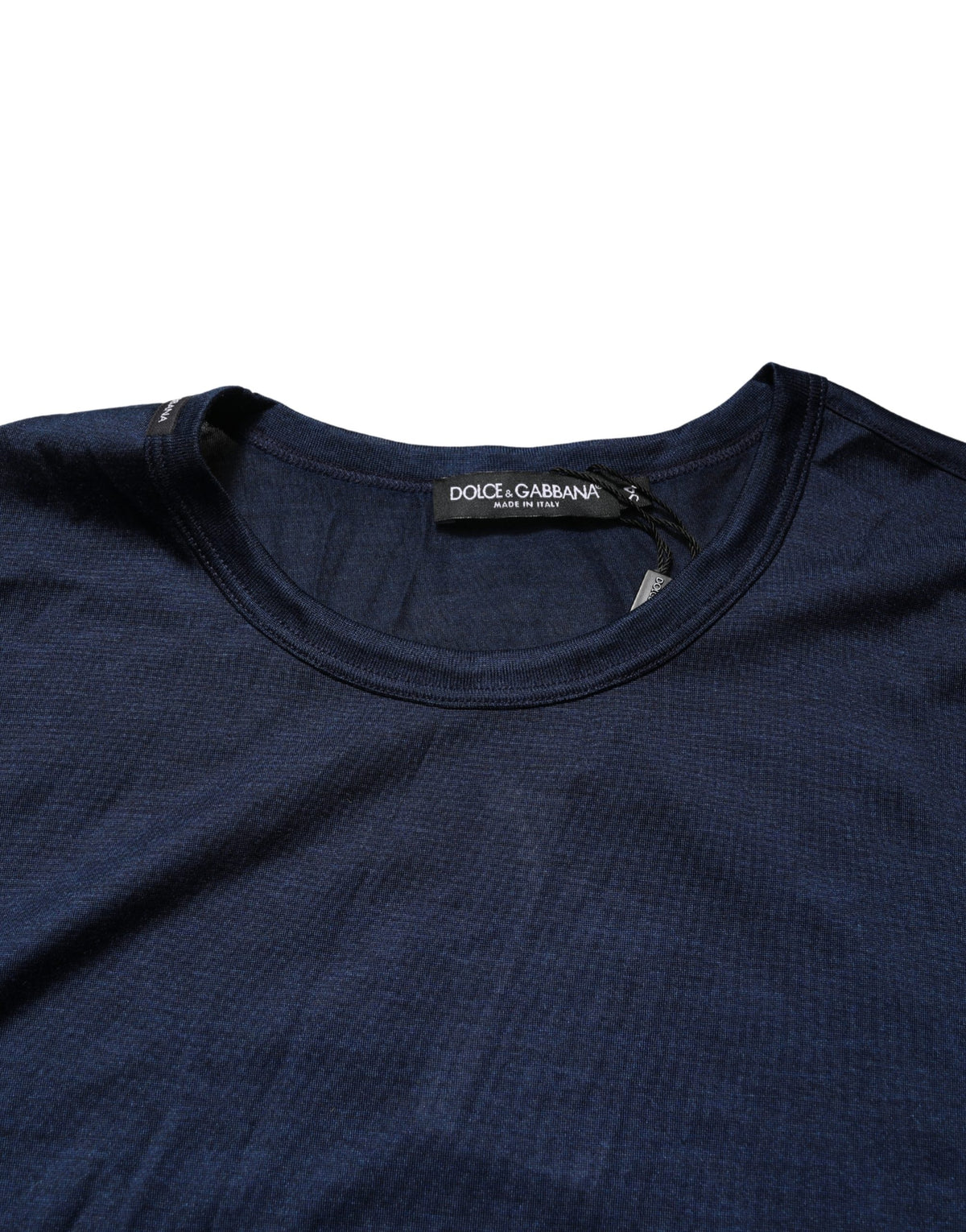 Dolce & Gabbana Dark Blue Silk Short Sleeve CrewNeck Men's T-shirt