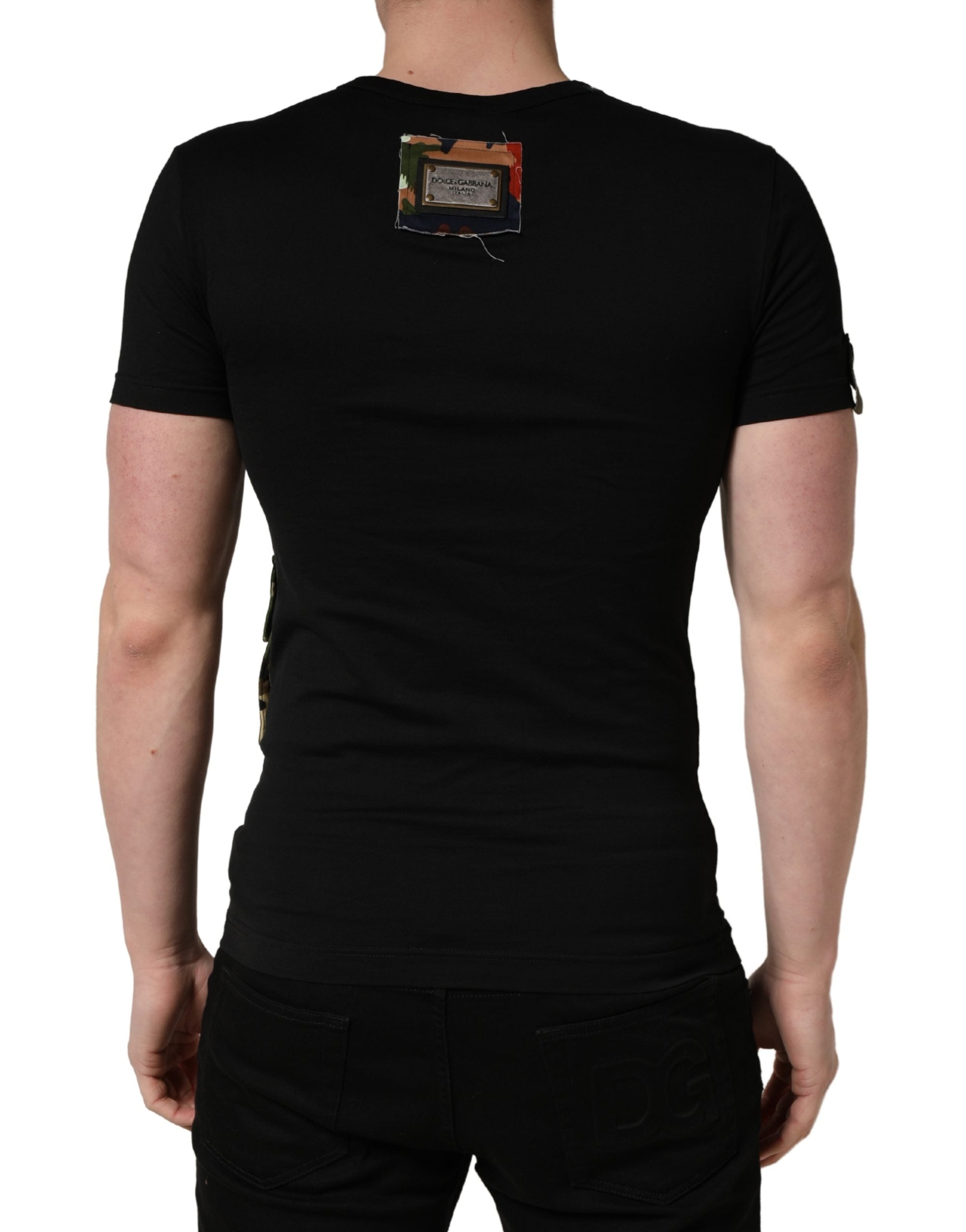 Dolce & Gabbana Black Italians Do It Better Camo Pocket Men Men's T-shirt