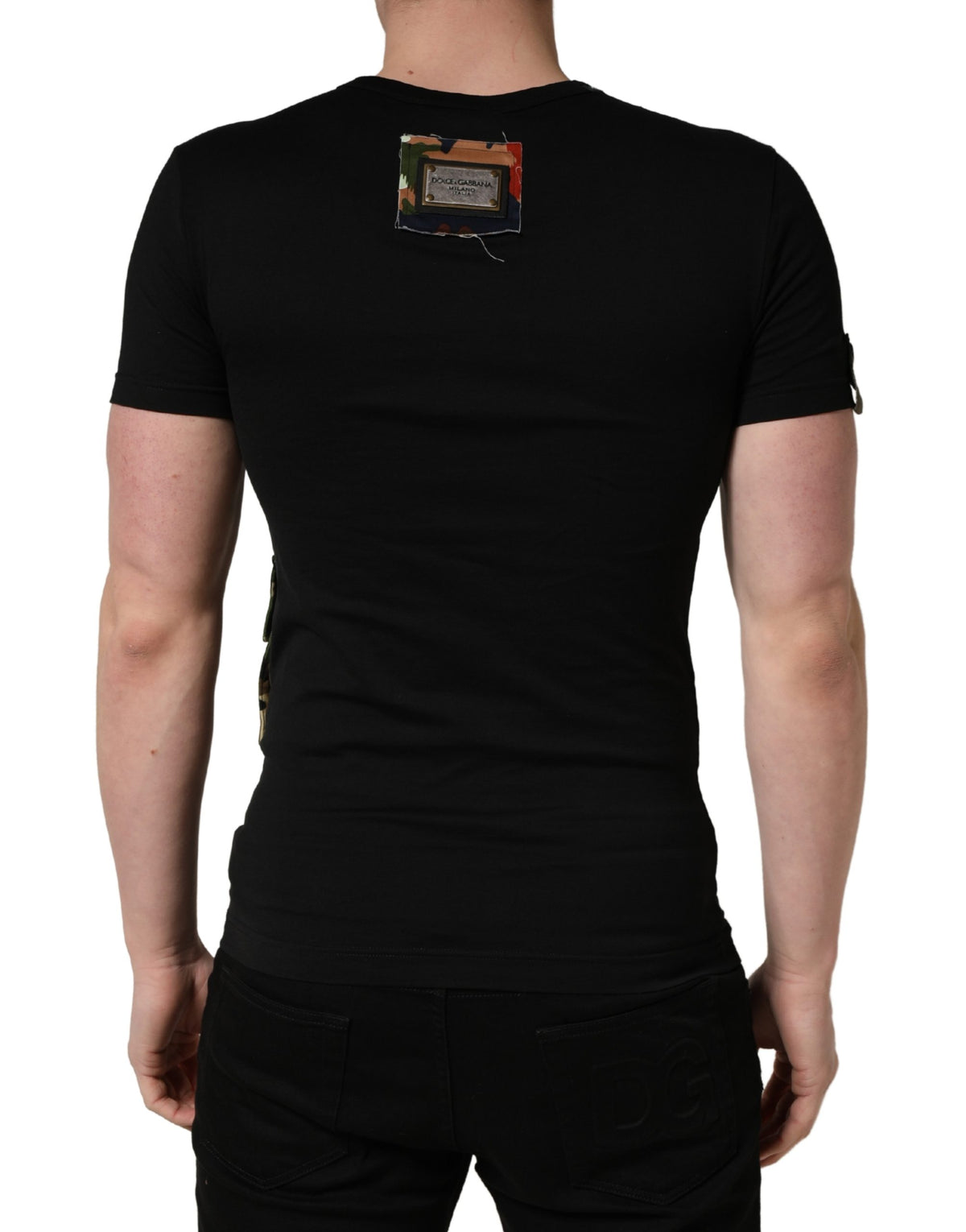 Dolce & Gabbana Black Italians Do It Better Camo Pocket Men Men's T-shirt