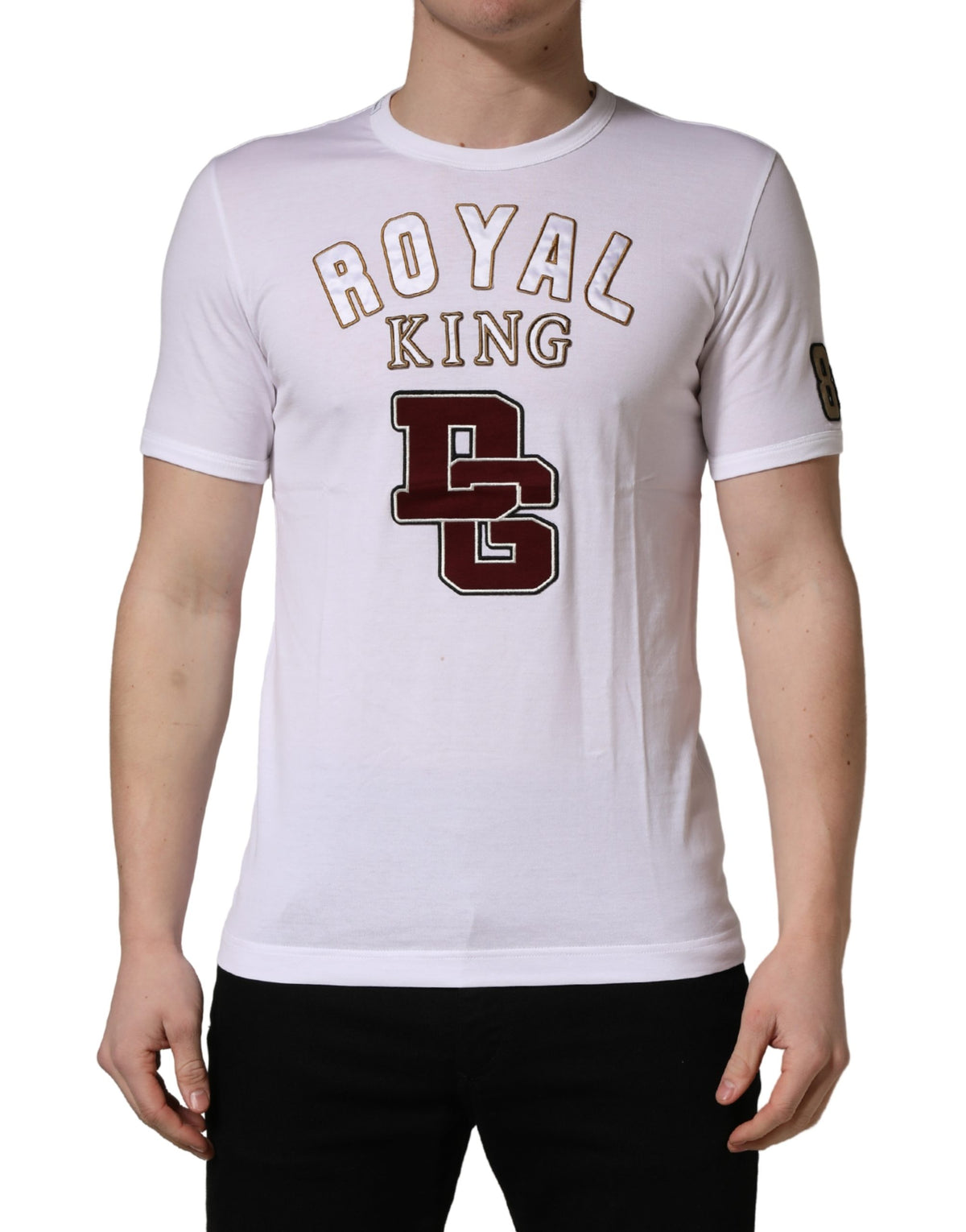 Dolce & Gabbana White DG King Royal Crew Neck Cotton Men's T-shirt (Pre-Owned)